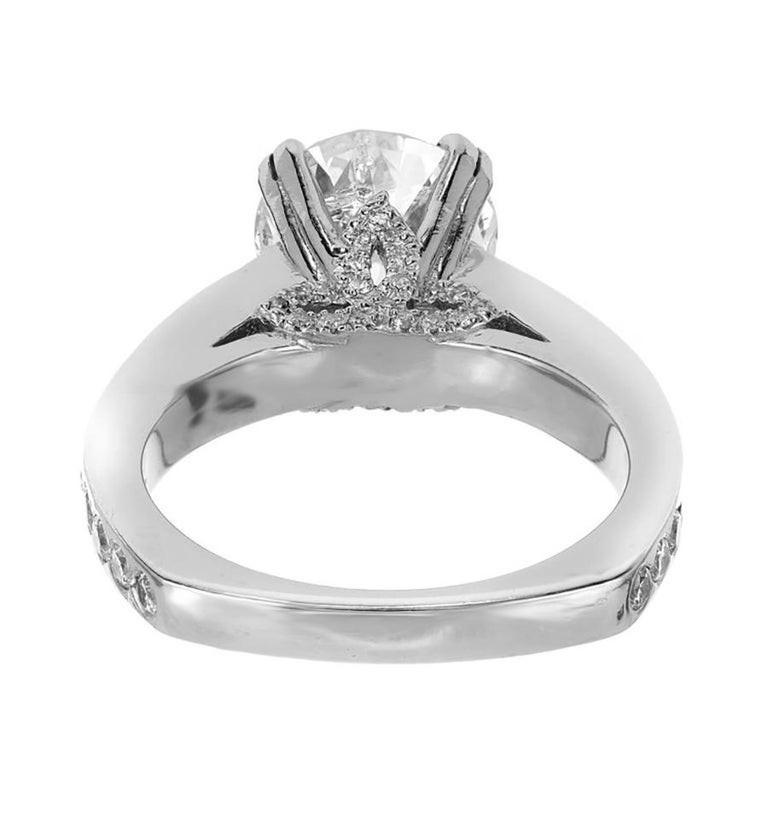 Vintage 2.44ct Transitional Ideal Cut Diamond Platinum Ring