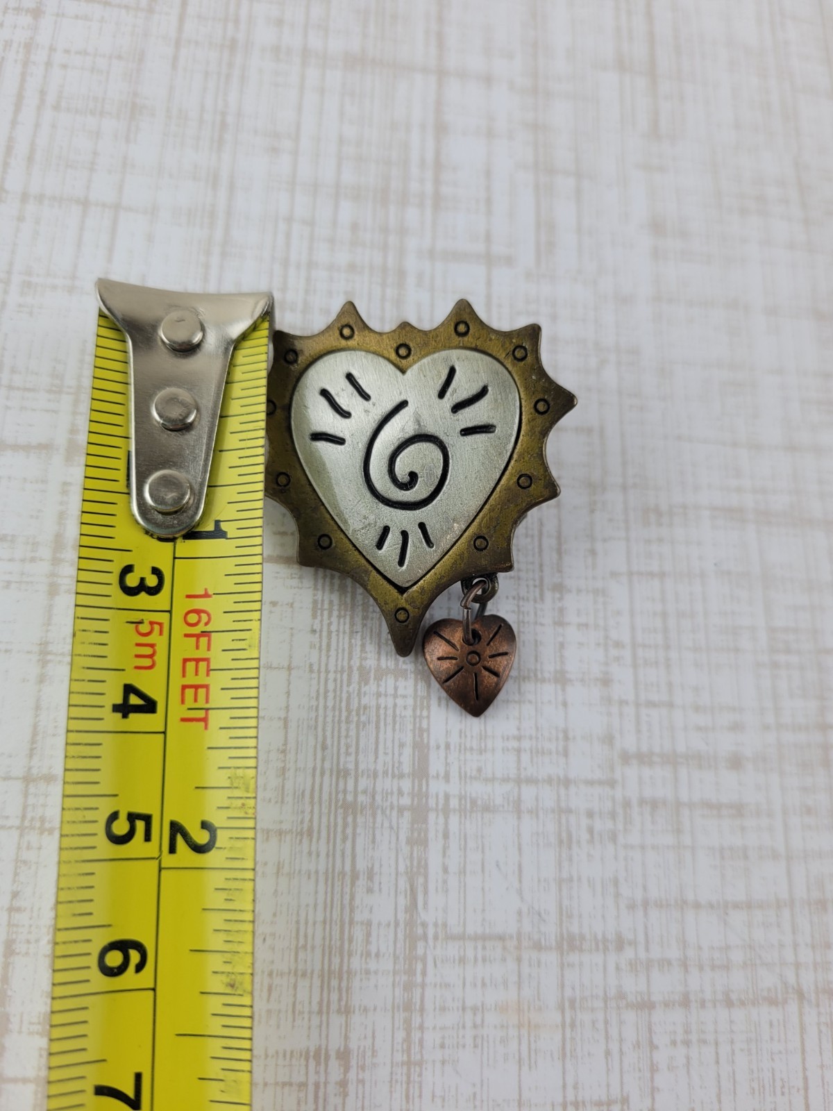 Tiny Avon Tritone Triple Heart Pin Mixed Metal