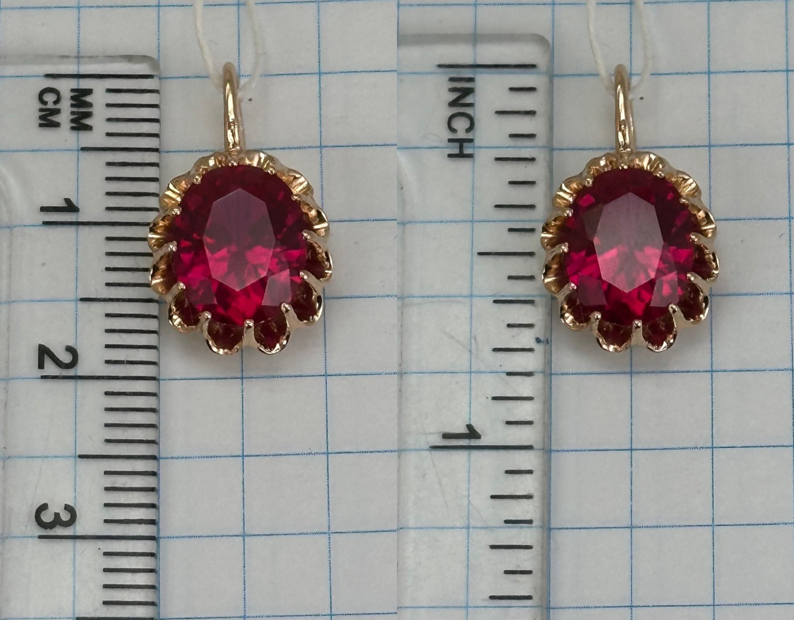 USSR Vintage Original Rose Gold Ruby (lab. made) Pendant 583 14K 2,12 g. Ukraine