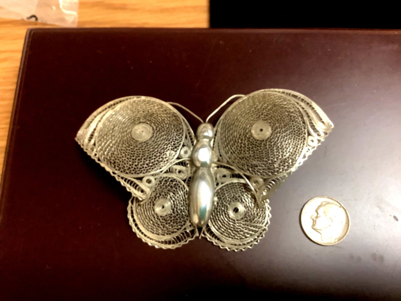 Amazing Vintage Mexico Sterling Silver Large 4” Butterfly Pin Brooch ~ Signed