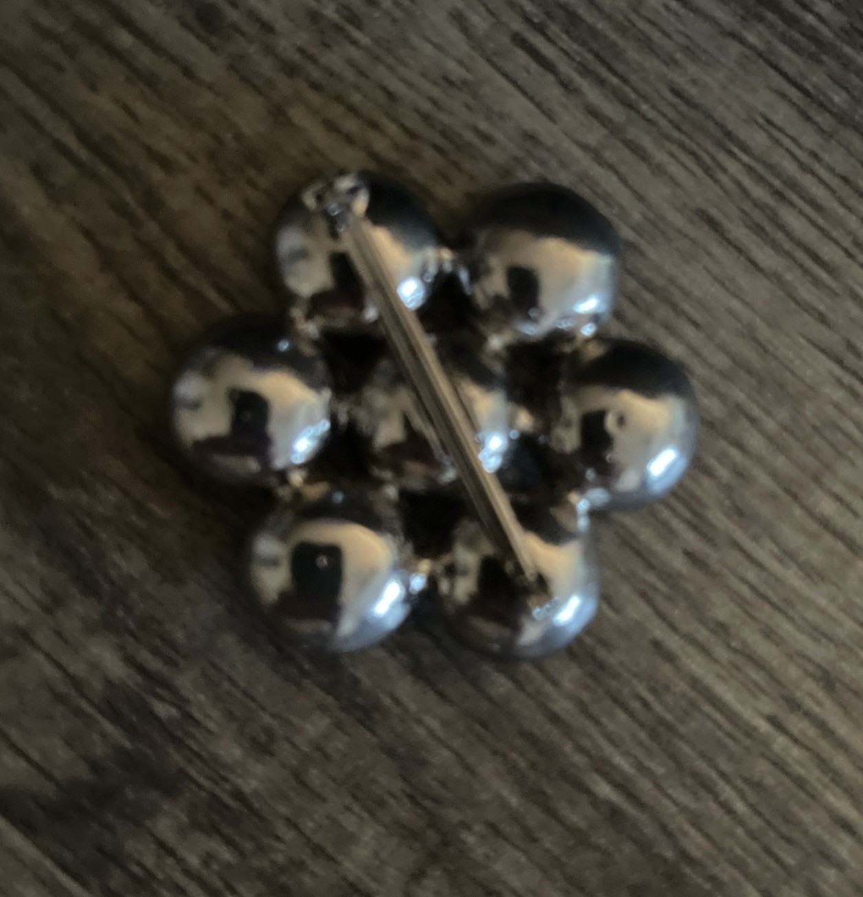 Vtg Unsigned Watermelon Rivals Glass Rhinestone Cluster Brooch Pin Silver Tone