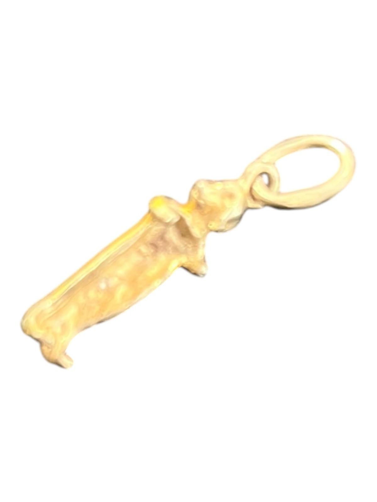 Dachshund Wiener Sausage Dog Sterling Silver Charm Orange Enamel Pendant Italy