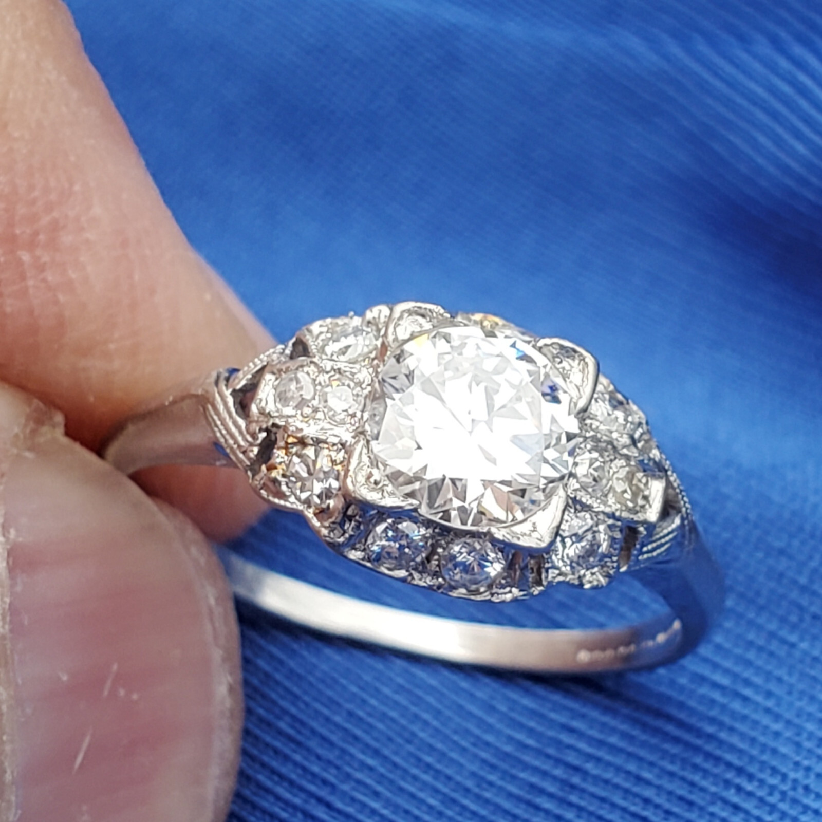 Original EARTH MINED DIAMOND Deco Engagement Ring Vintage PLATINUM Solitaire 6