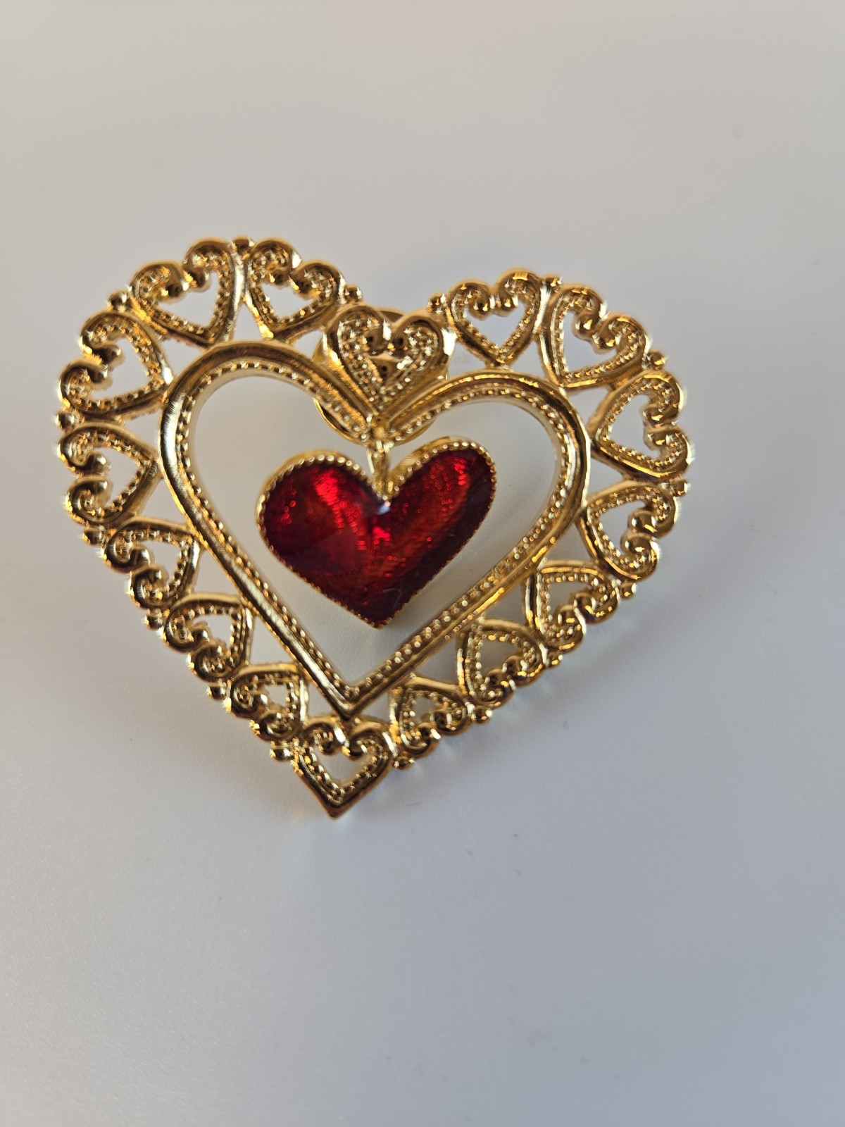 Avon Clip Earrings With Drop Heart Brooch