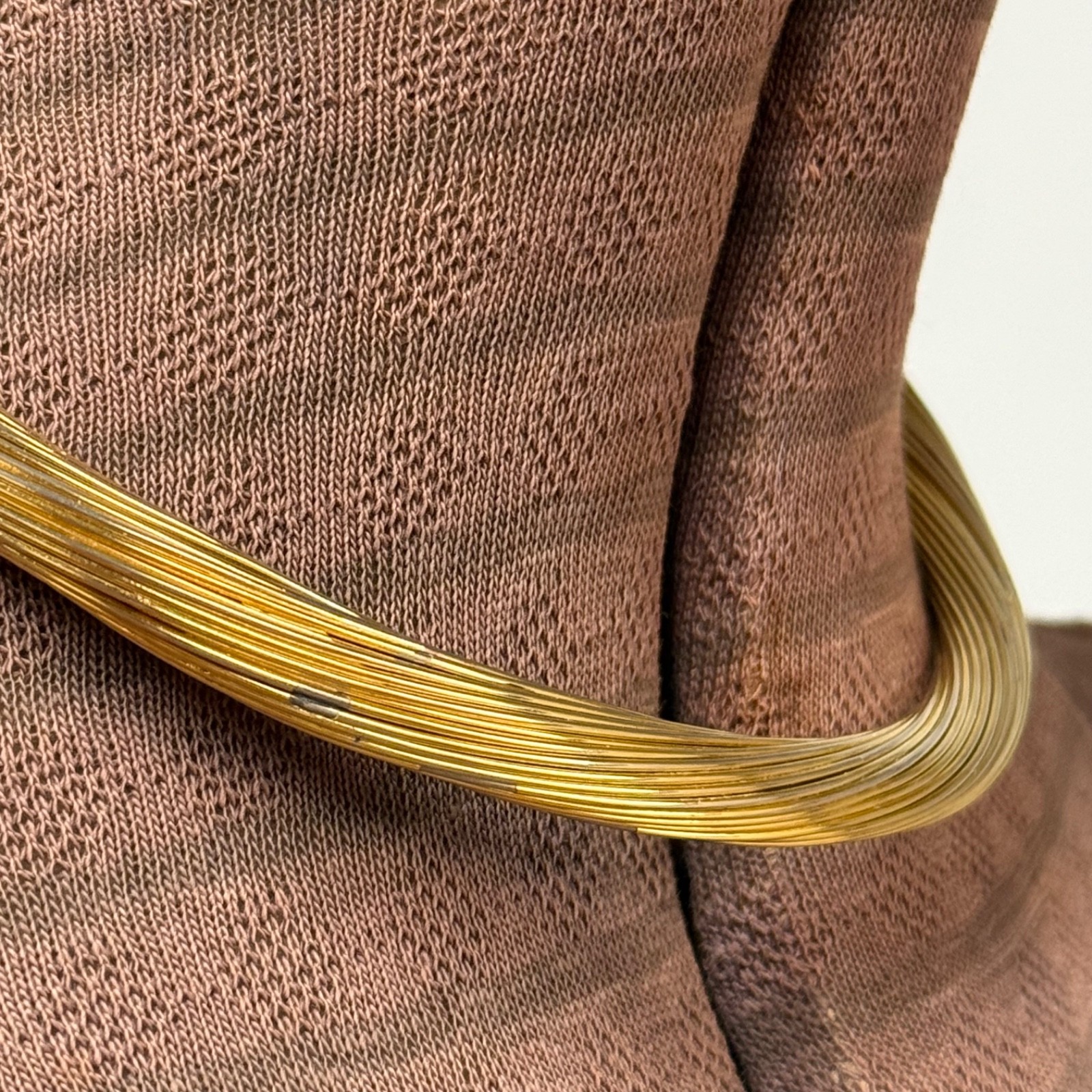Vintage Gold Tone Modernist Torque Statement Necklace (1980’s) Choker