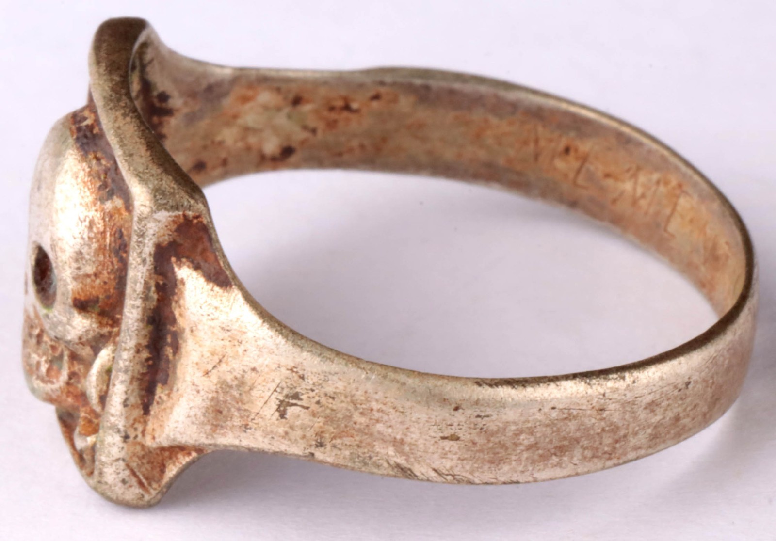 Memento mori engraving skull ring bones Remember to die signet Antique amulet
