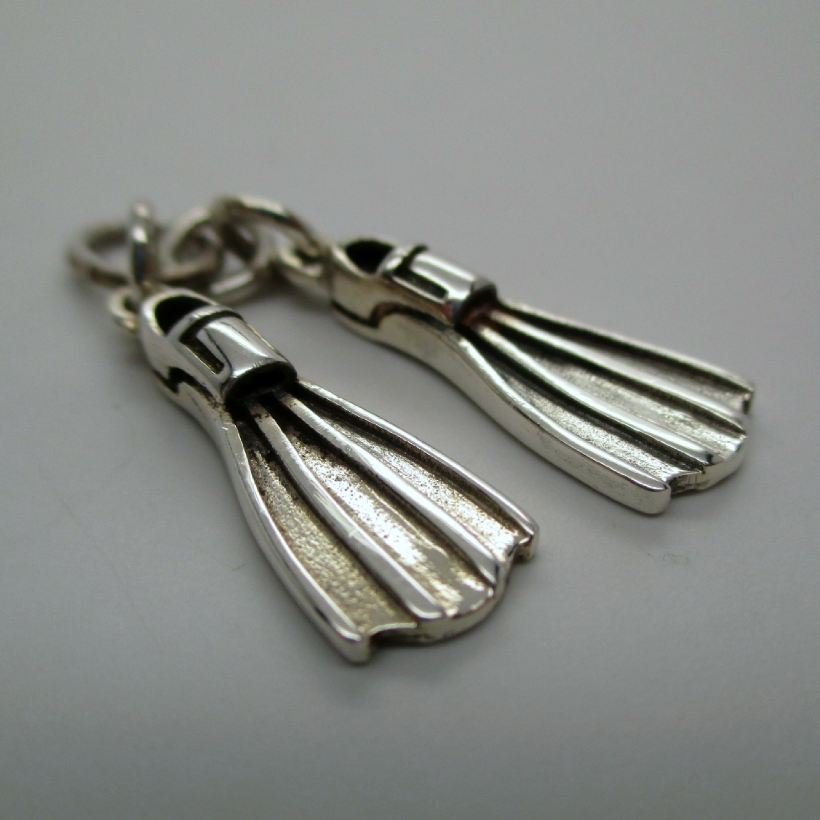 Sterling Silver SWIM FINS Charm for Bracelet PENDANT Scuba Diver Gift CUTE!
