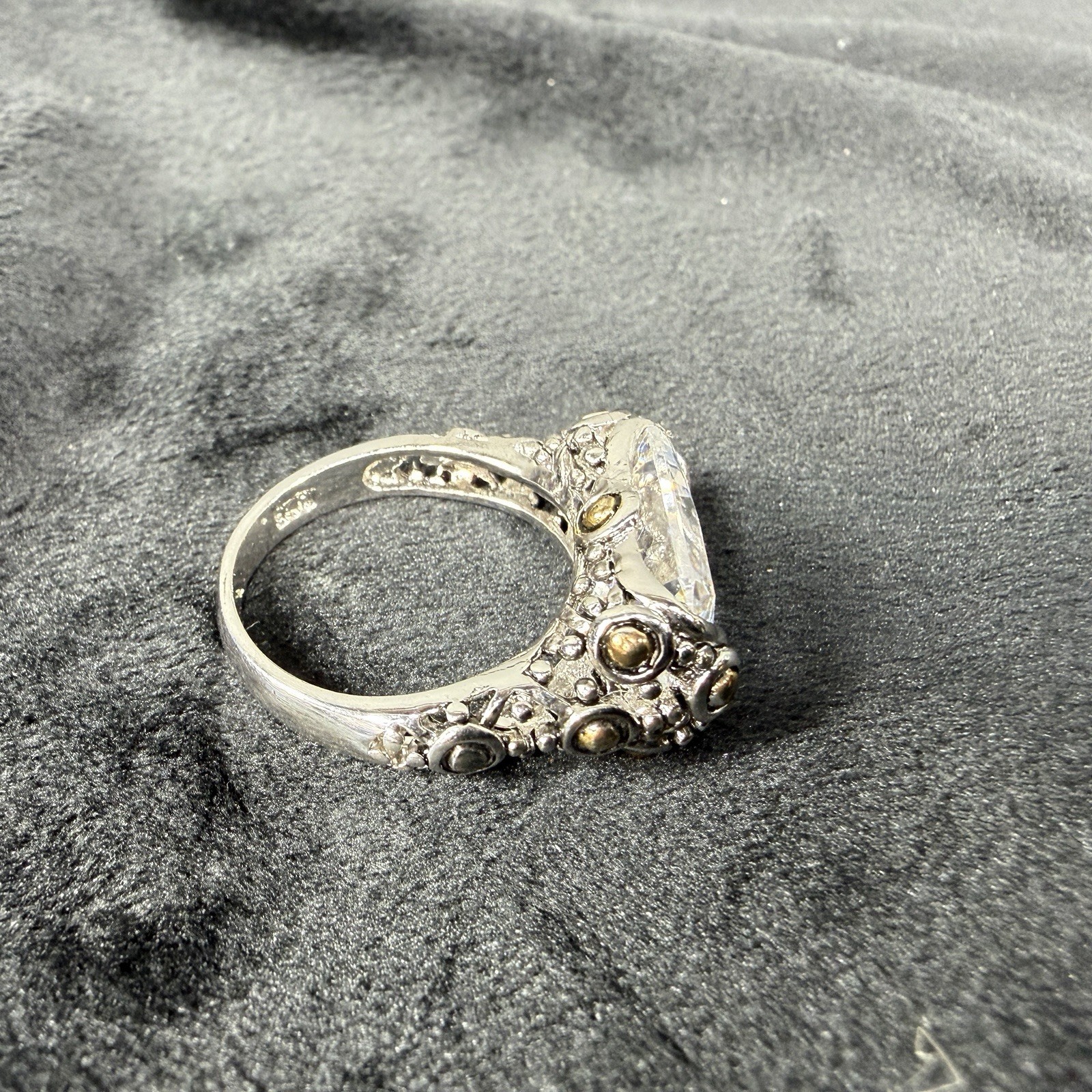 Vtg Sterling Silver Ring 8.25 Cubic Zirconia Medieval High End Jewelry Old Money