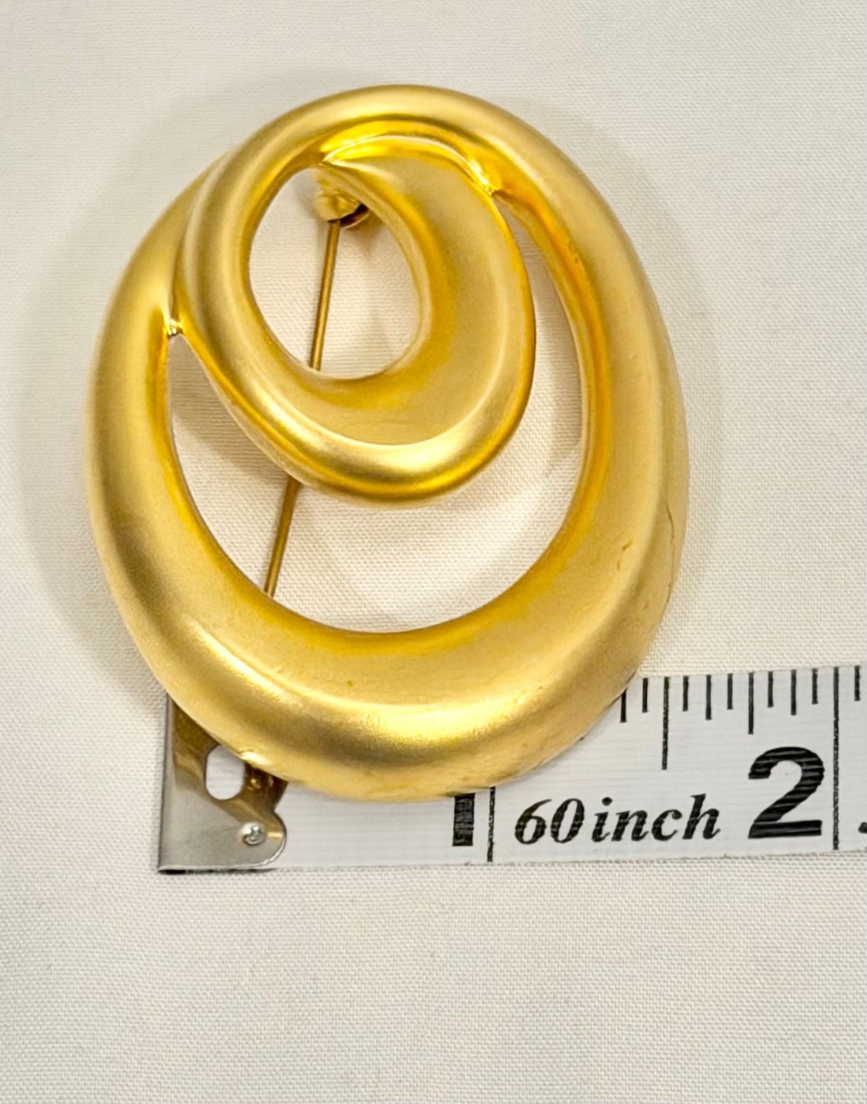 Vintage Large Gold Tone Sculptural Spiral Statement Brooch