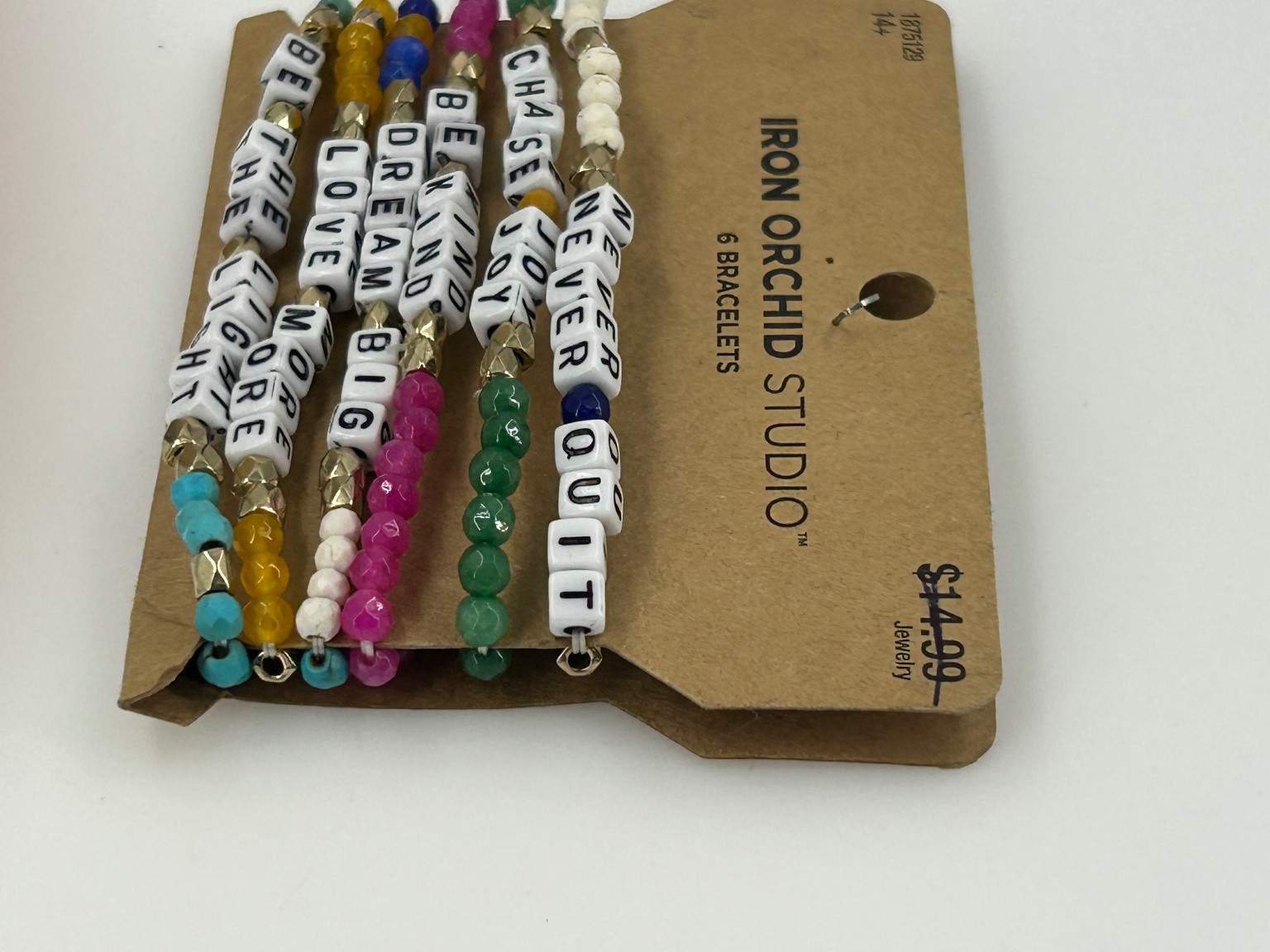 Iron Orchid Studio Beaded Stretch Bracelet Set Inspirational Words