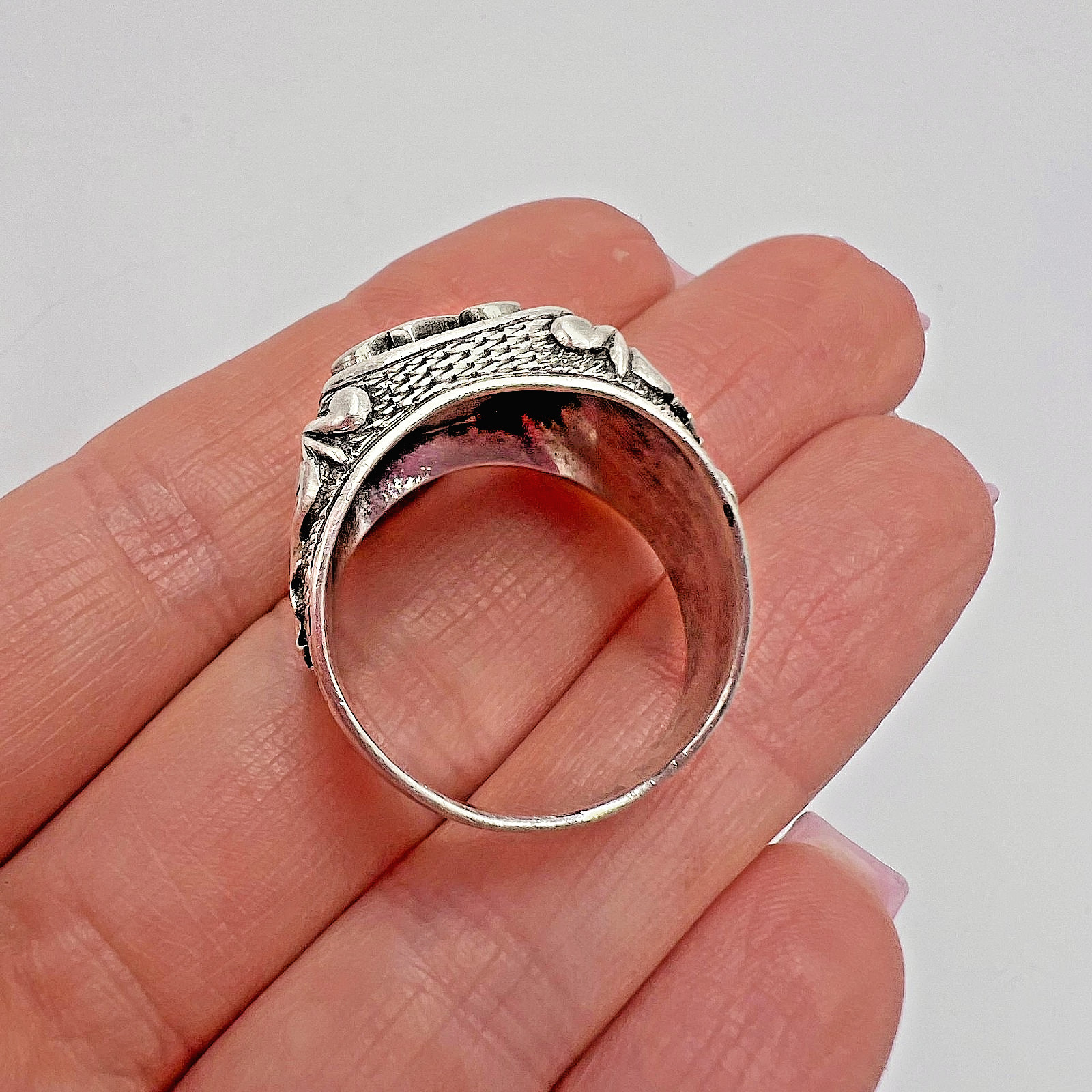 Ring 925 Sterling Silver Vintage Massive Men’s Jewelry Ornate Monogram Size 10.5