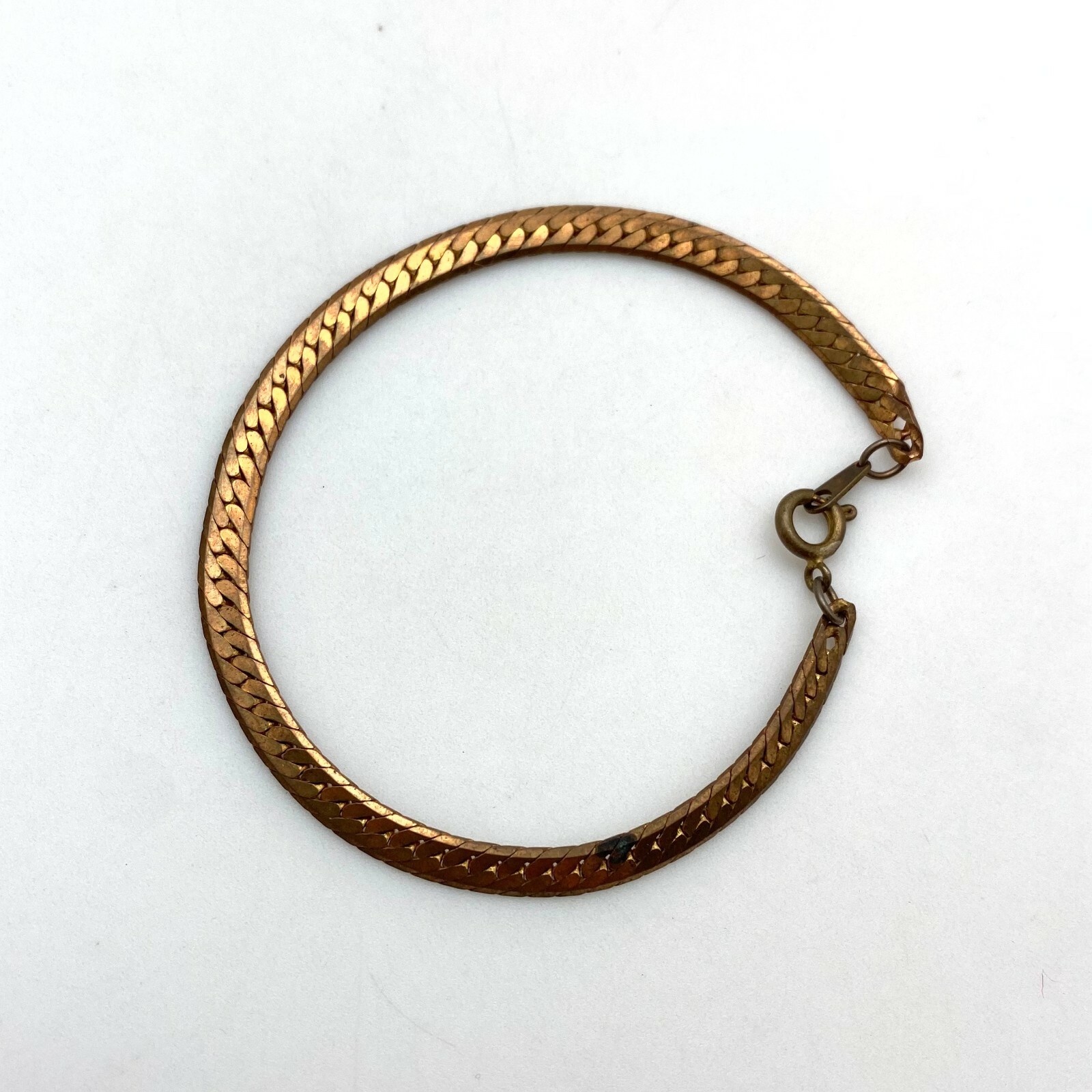 Vintage Brass Plated Snake Chain Bracelet (7.8 Inches) (FC44)