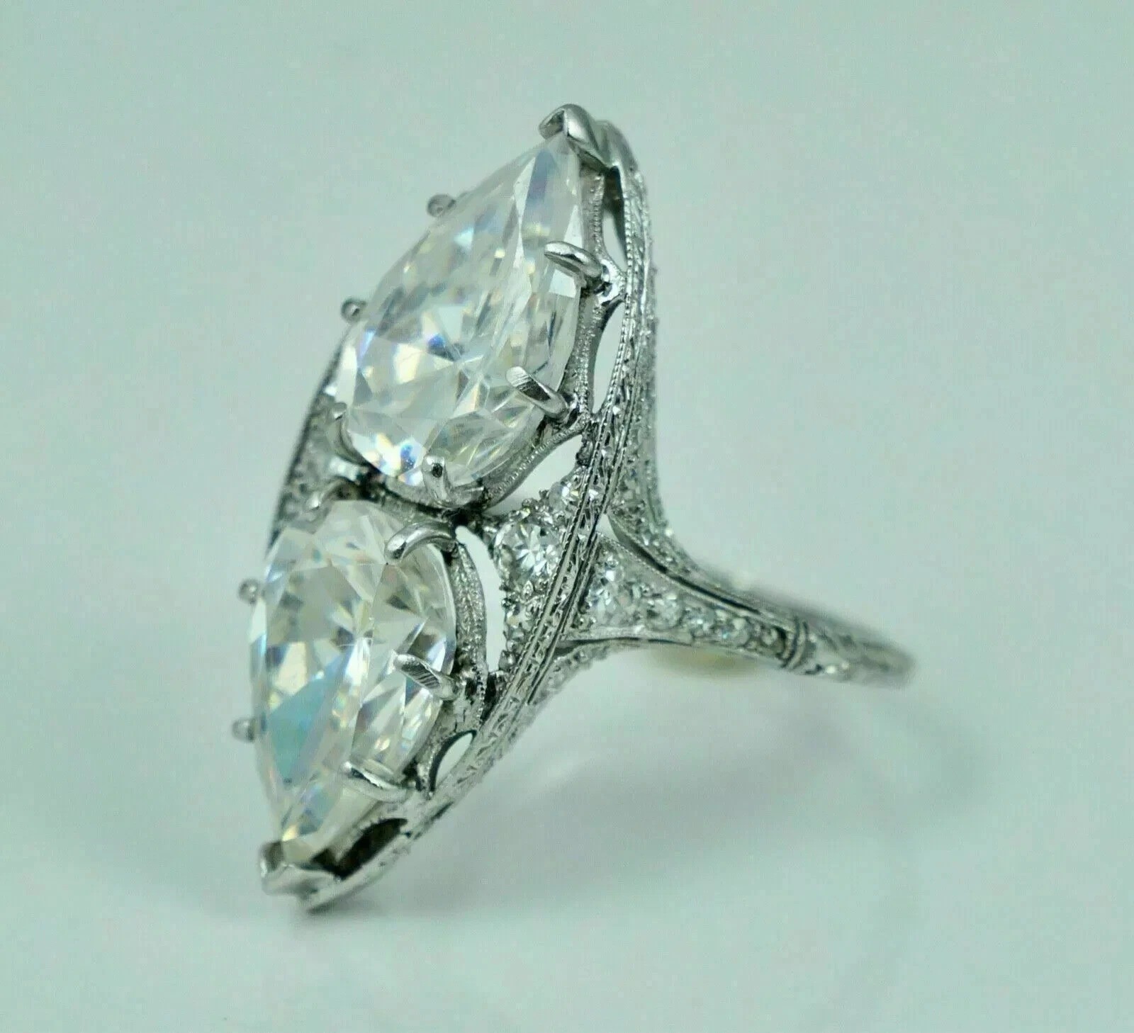 3.5Ct Vintage Art Deco Style Lab Created Diamond Wedding 14K White Gold FN Ring