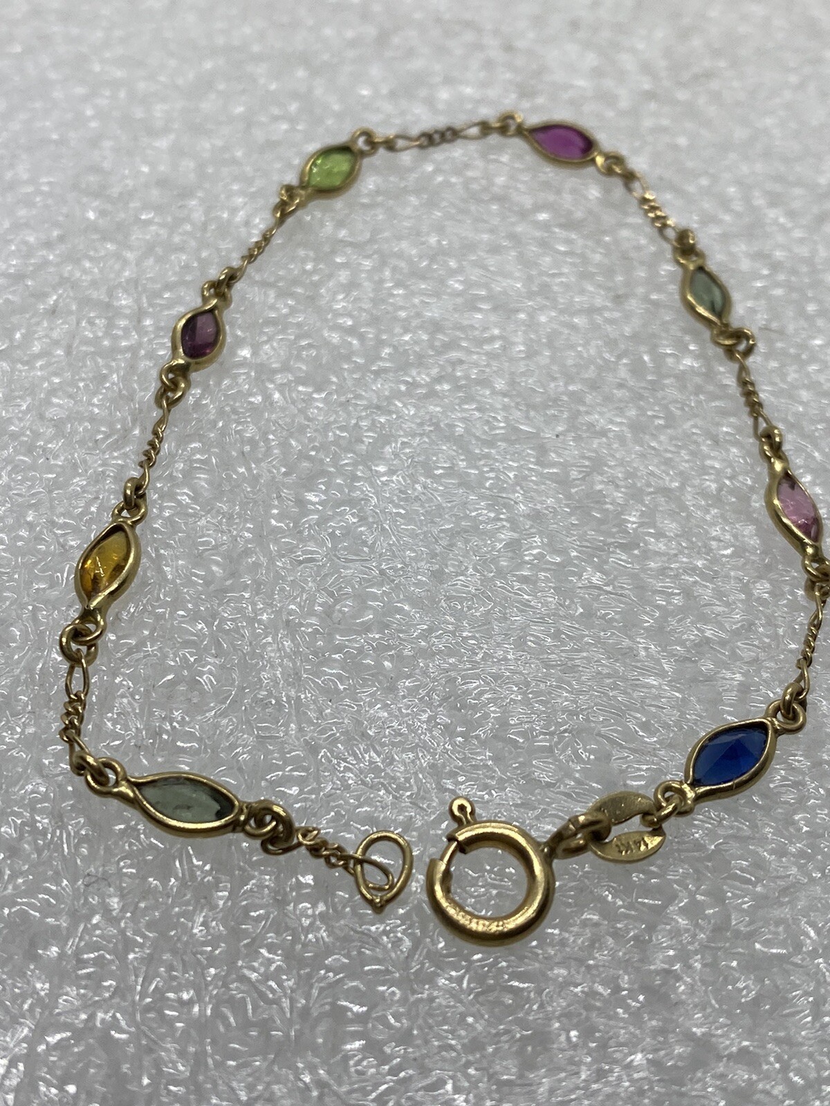 Vintage 14K gold Ruby, Sapphire,Peridot,Amethyst Bracelet