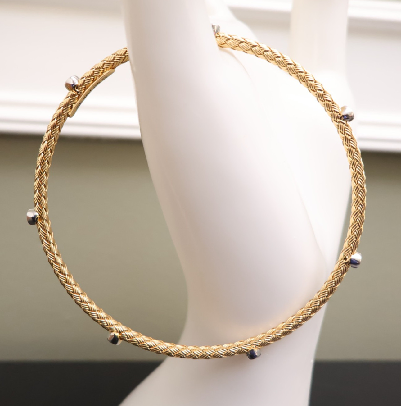 JCM Jewelry bracelet 18K yellow gold clad 925 sterling silver DMQ station 7.25in