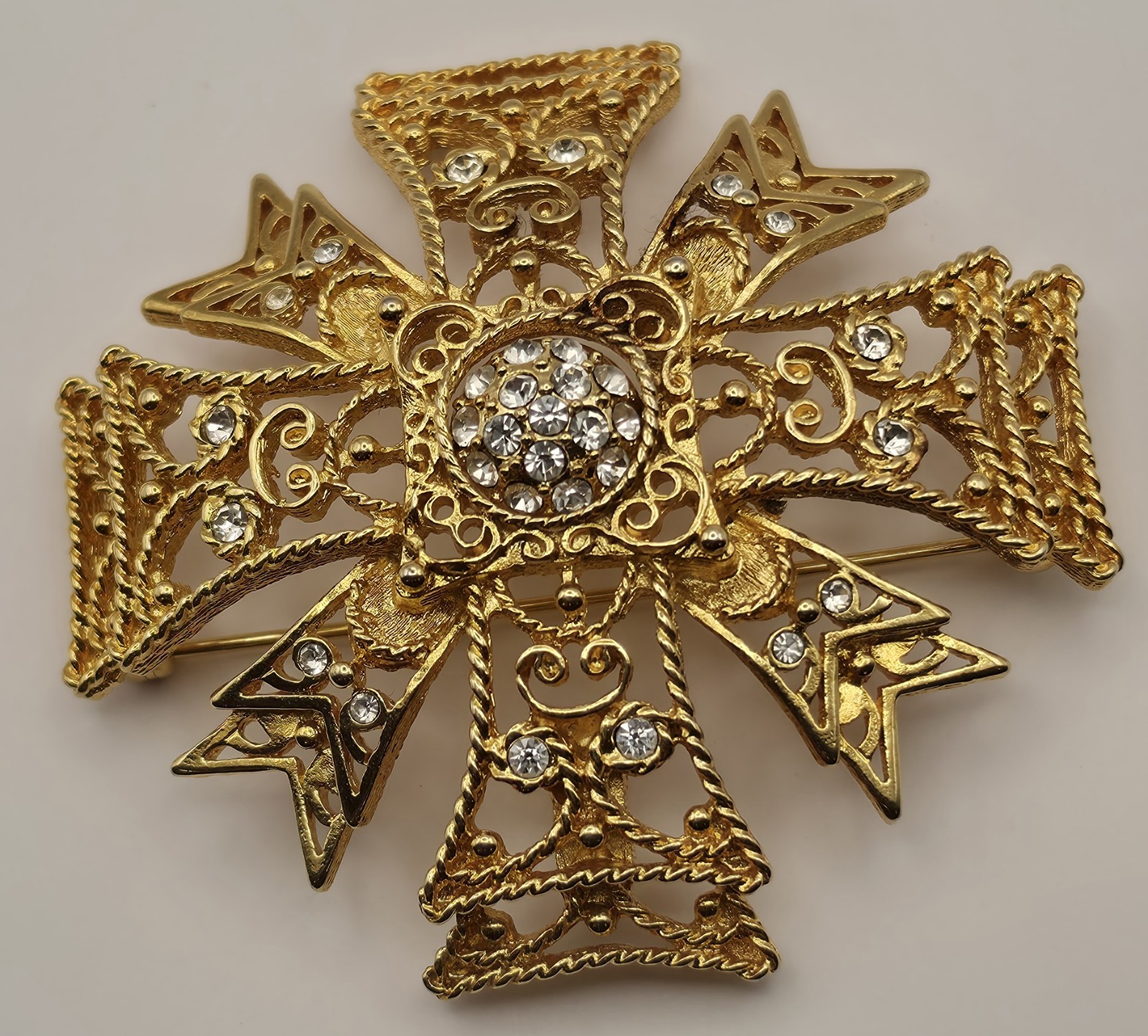 KENNETH LANE KJL GP Maltese Cross 3” Pin/Pendant- Designer Jewelry