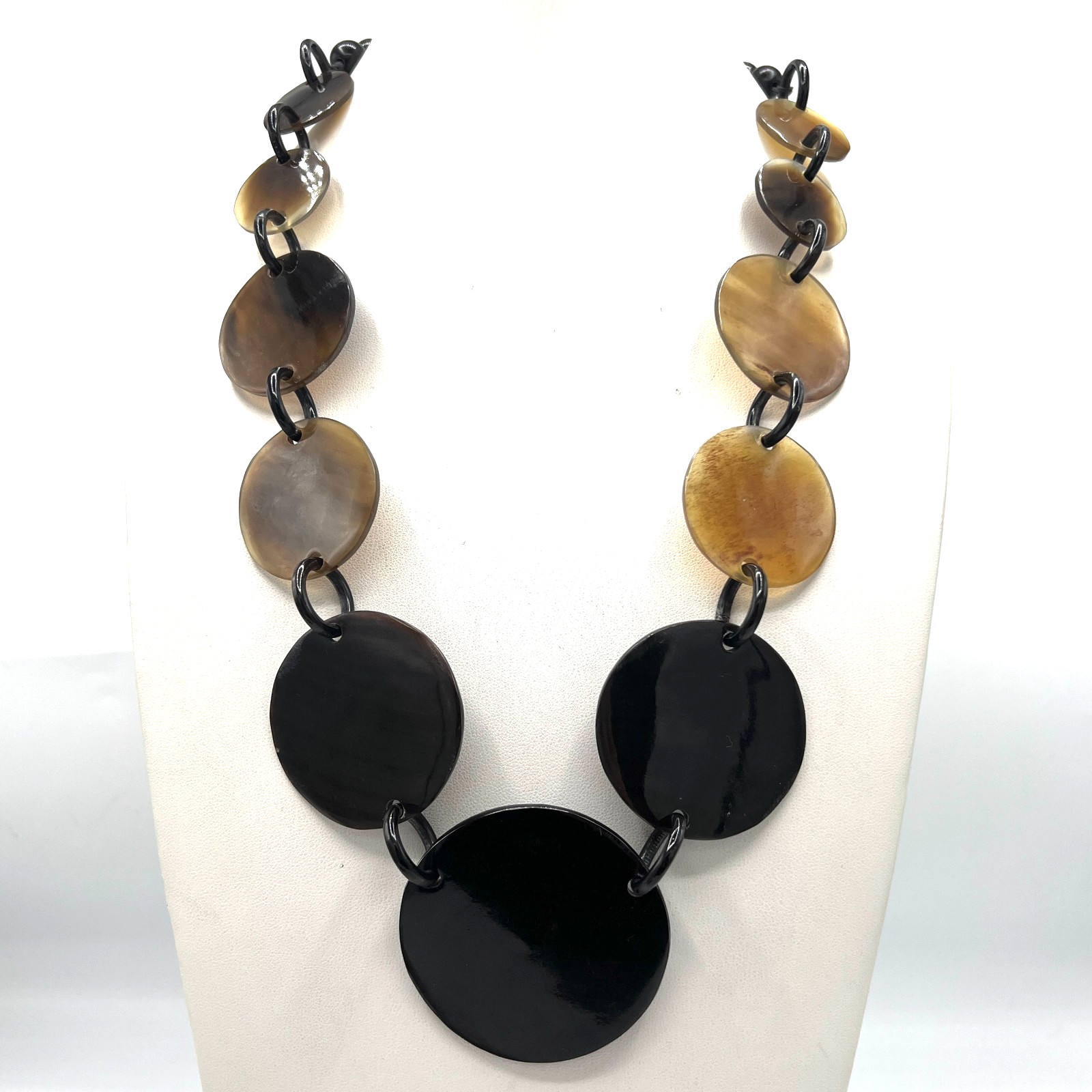 3 Natural Horn Necklaces Lot Organic Statement Black Cream Brown 26″ 36″ 44″