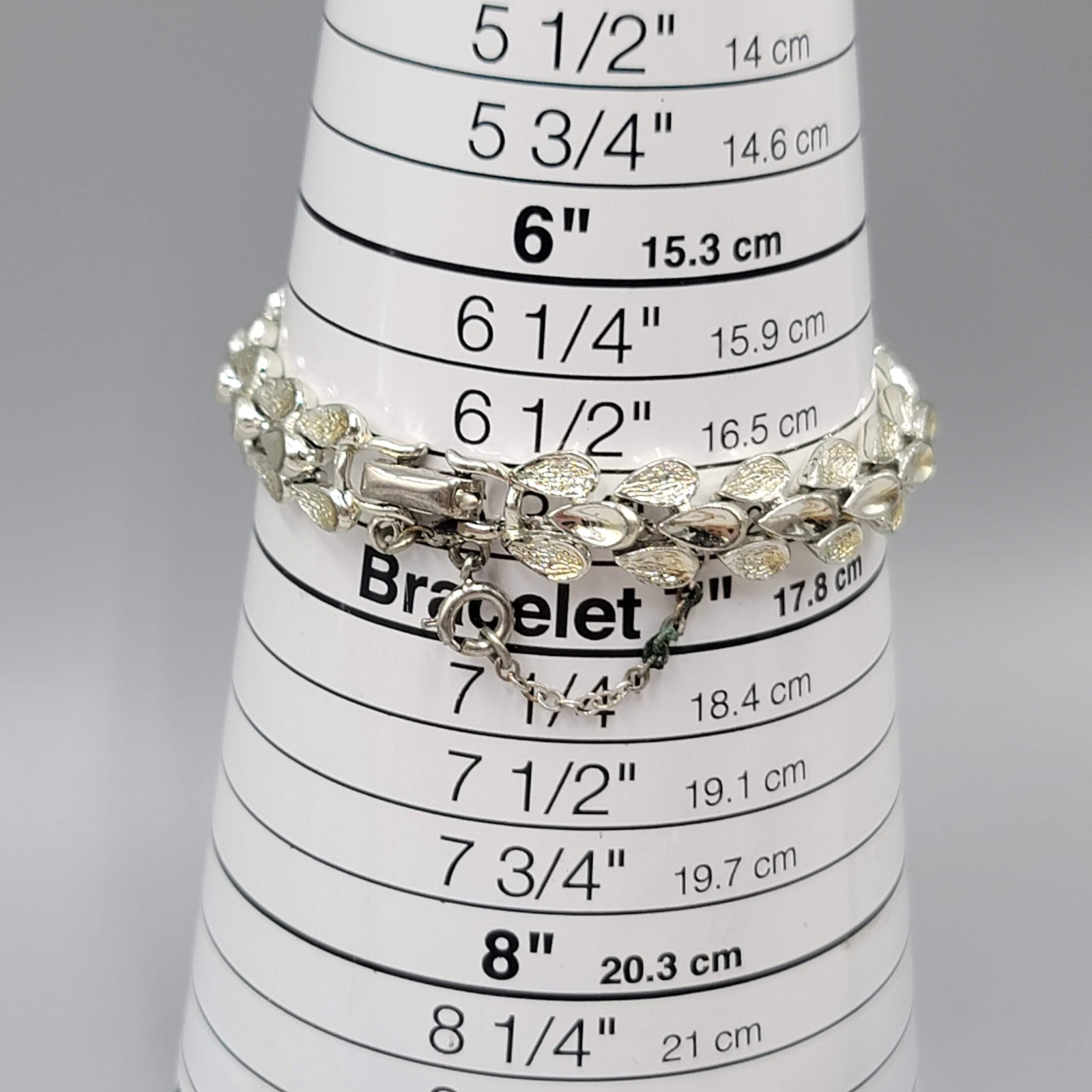 Vintage Coro Silver tone Panel Bracelet Safety Chain 6.75″