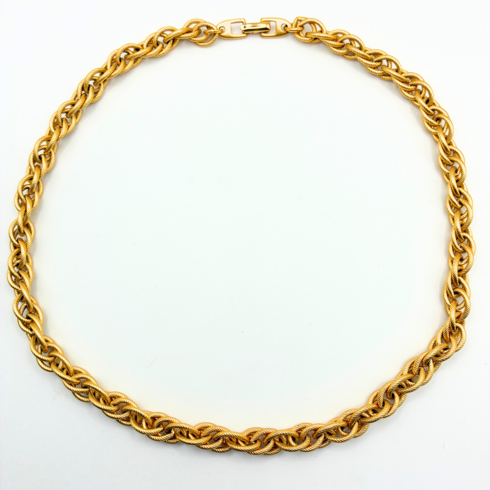 Vintage Napier Gold Tone Textured Rope Link Chain Necklace 18″ Signed