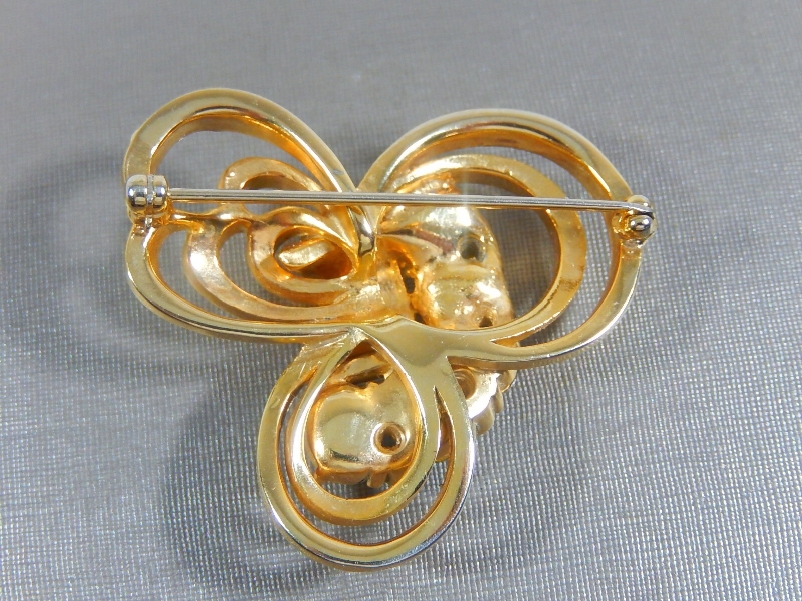 VITG HIGH END INVISIBLE SET CLEAR BAGUETTE OVAL & ROUND GP RHINESTONE BROOCH