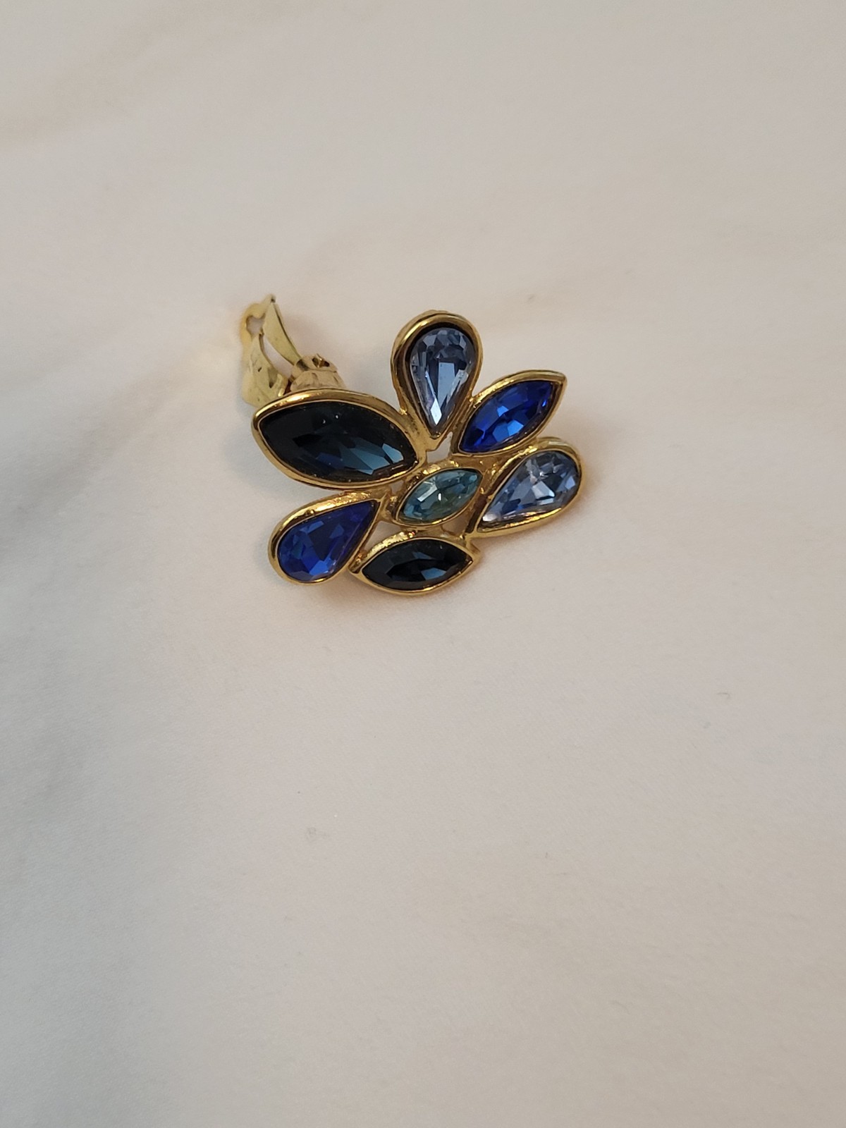 Yves Saint Laurent Gold Tone Blue Stone Clip-On