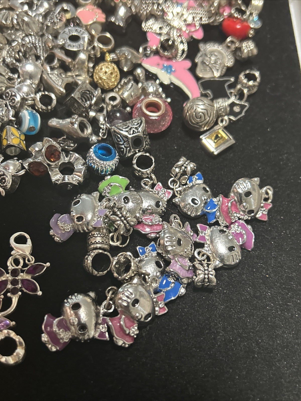 Vintage Lot 181 Charms Bead Spacer Clip Dangle Mix Rhinestone Enamel Collection