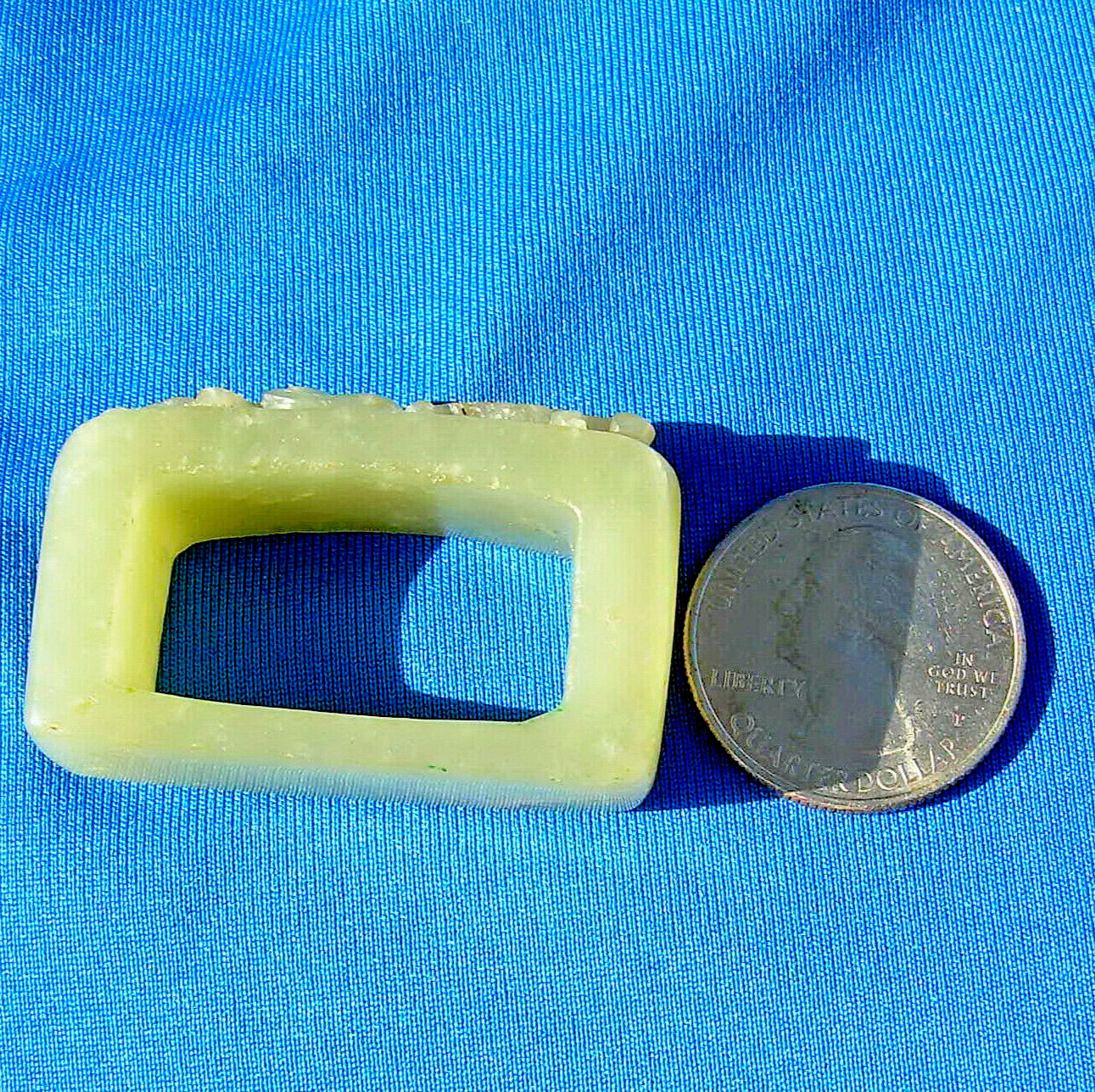 Original Art Deco Antique Old Green Gray Color JADE Sword Slide Guard Fitting