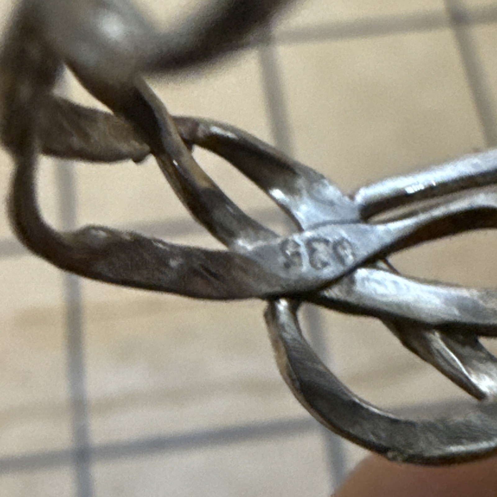 UNKNOWN STONE VINTAGE BRUTALIST MODERNIST STERLING SILVER RING SIZE 5.5