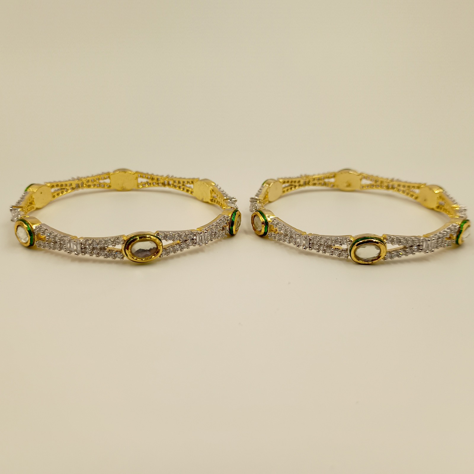 Bridal Wedding Kundan Meenakari Bangles 22k Gold Plated CZ South Indian Jewelry