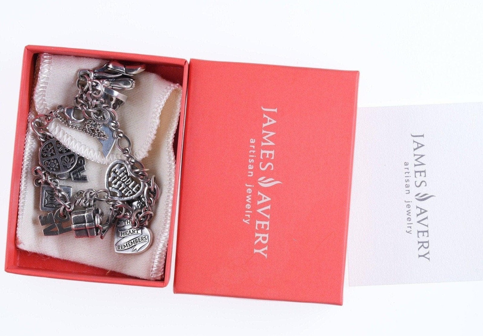 7.75″ James Avery Sterling silver Charm bracelet with lots of charms