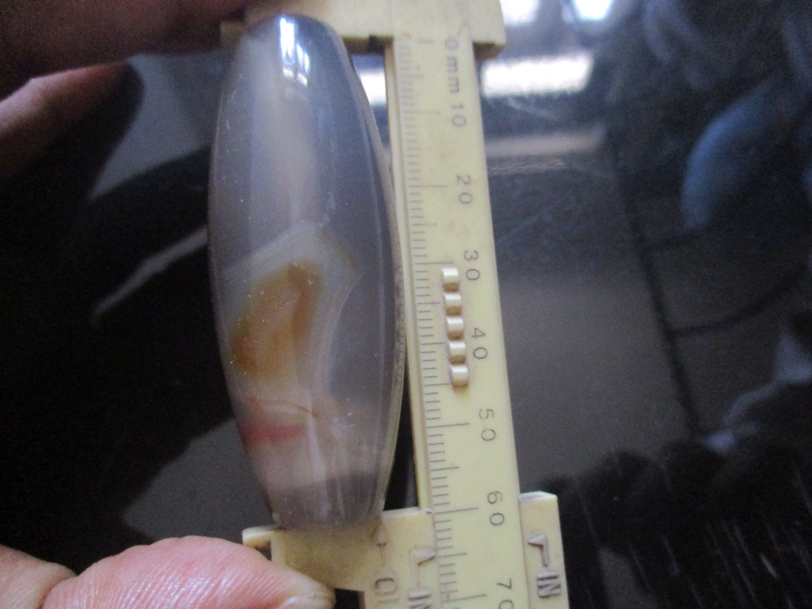 Elongated Bead Agate Antique 60 * 23 mm, 45.19 Gms