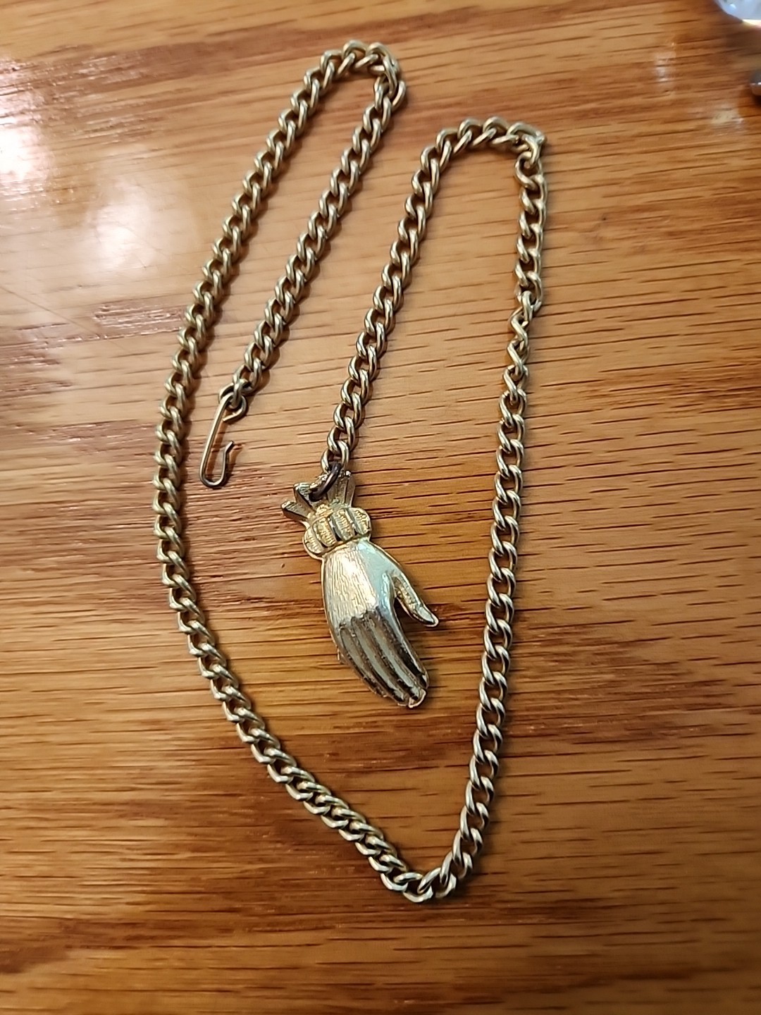 Vintage J Hook Goldtone hand Sikvertone Chain Necklace