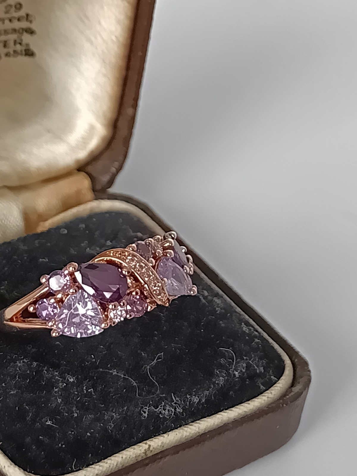 Vintage 1990-s 14 Ct Rolled Gold Amethyst Ring Size UK R US 8.5 – Hallmarked!