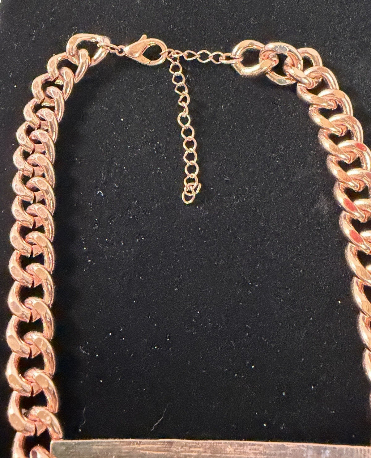 NENA Rose Gold-Tone Cuban Link Chain LOVE Plate Choker Necklace & Earrings Set