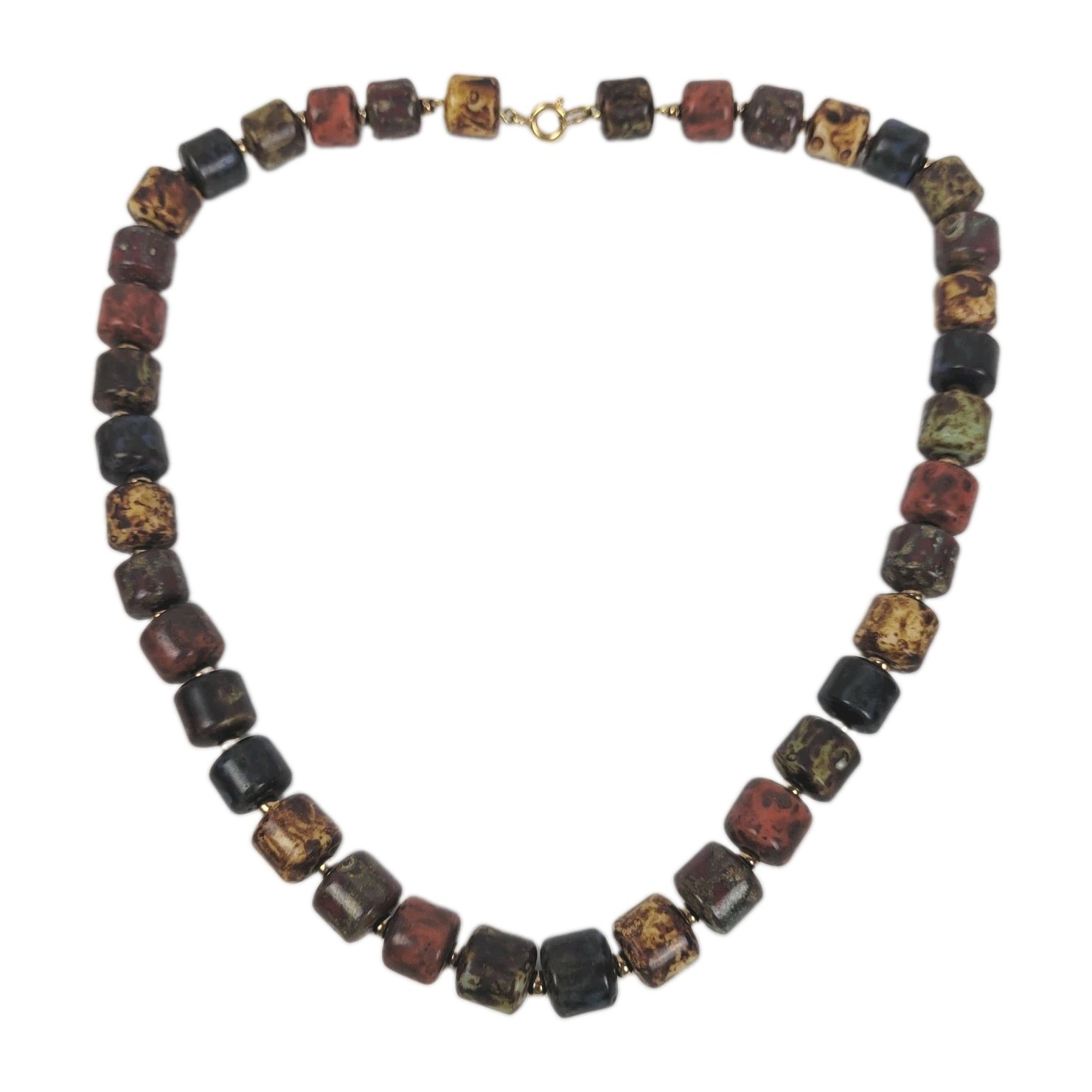 Vtg 60s~Scottish Style Almandine Garnet Beaded Necklace~Earthtones~18″