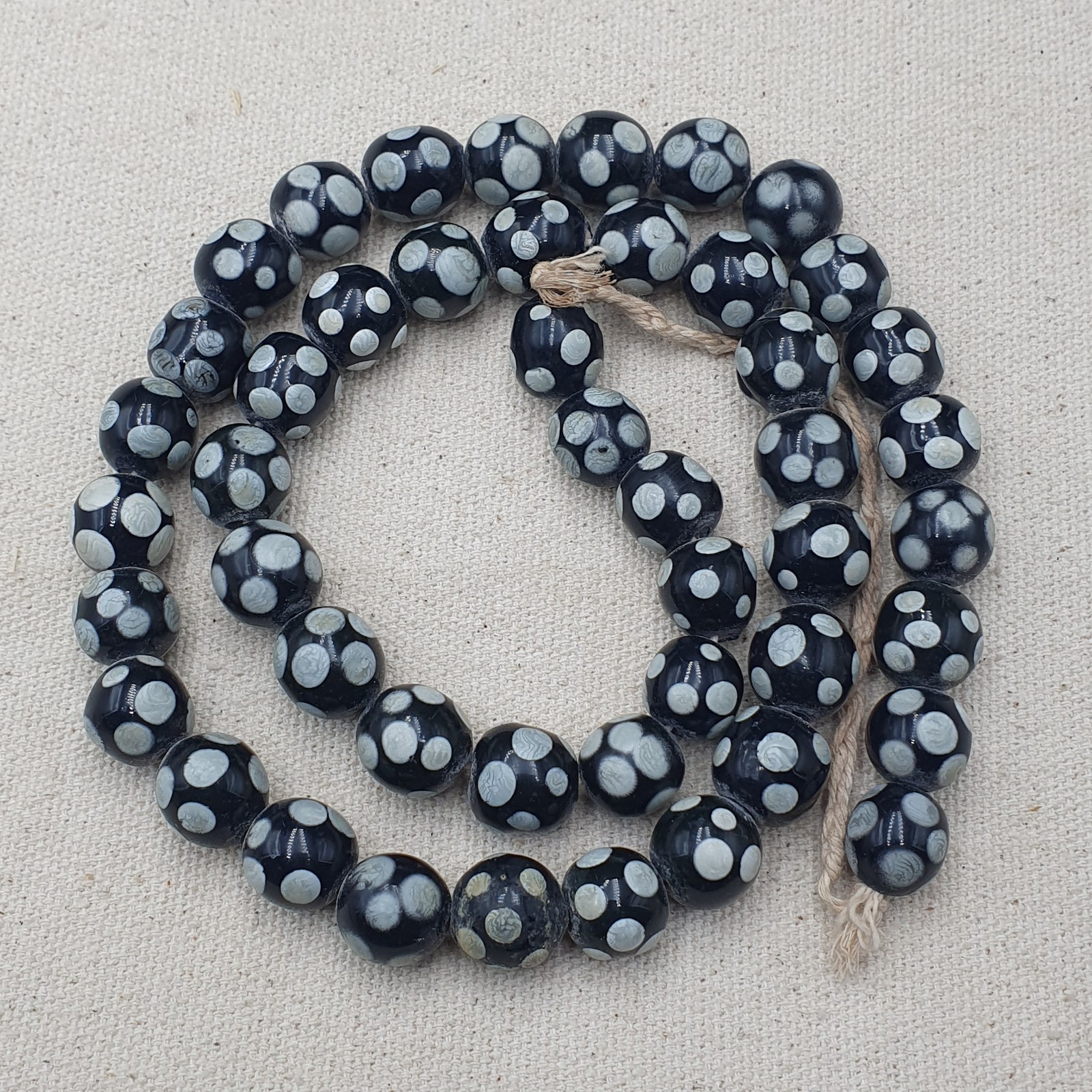 Authentic Vintage African Glass Beads Necklace Skunk Bead Design