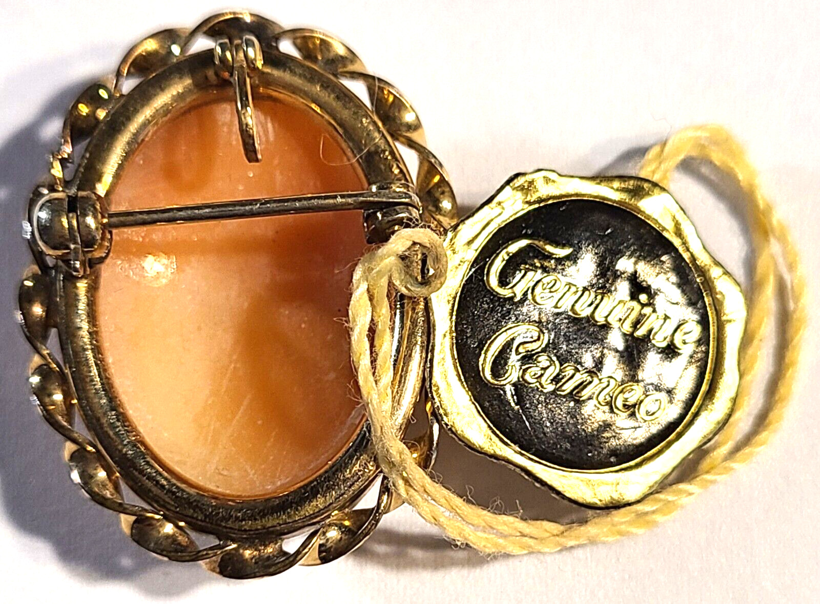 VINTAGE GOLD FILLED SHELL CAMEO SIGNED BAL BON 12K GF PIN BROOCH OR PENDANT