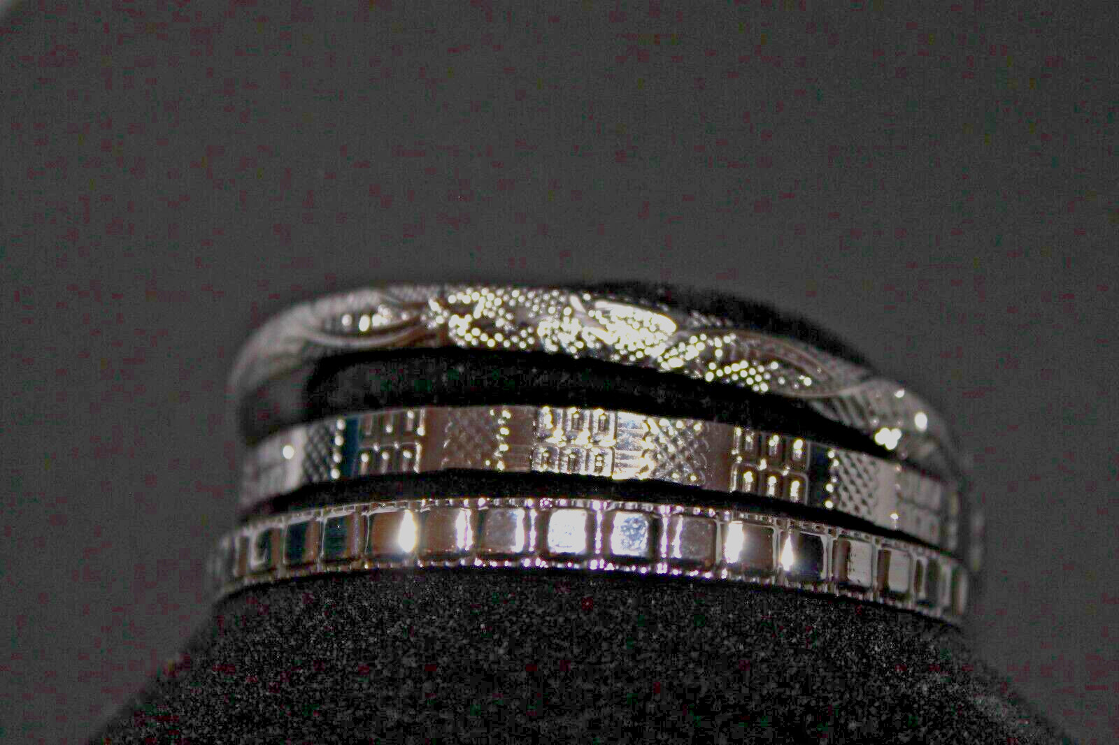 Stainless Steel Vintage Style Open Bangle Braclets With Carvings Inlay Set Of 3