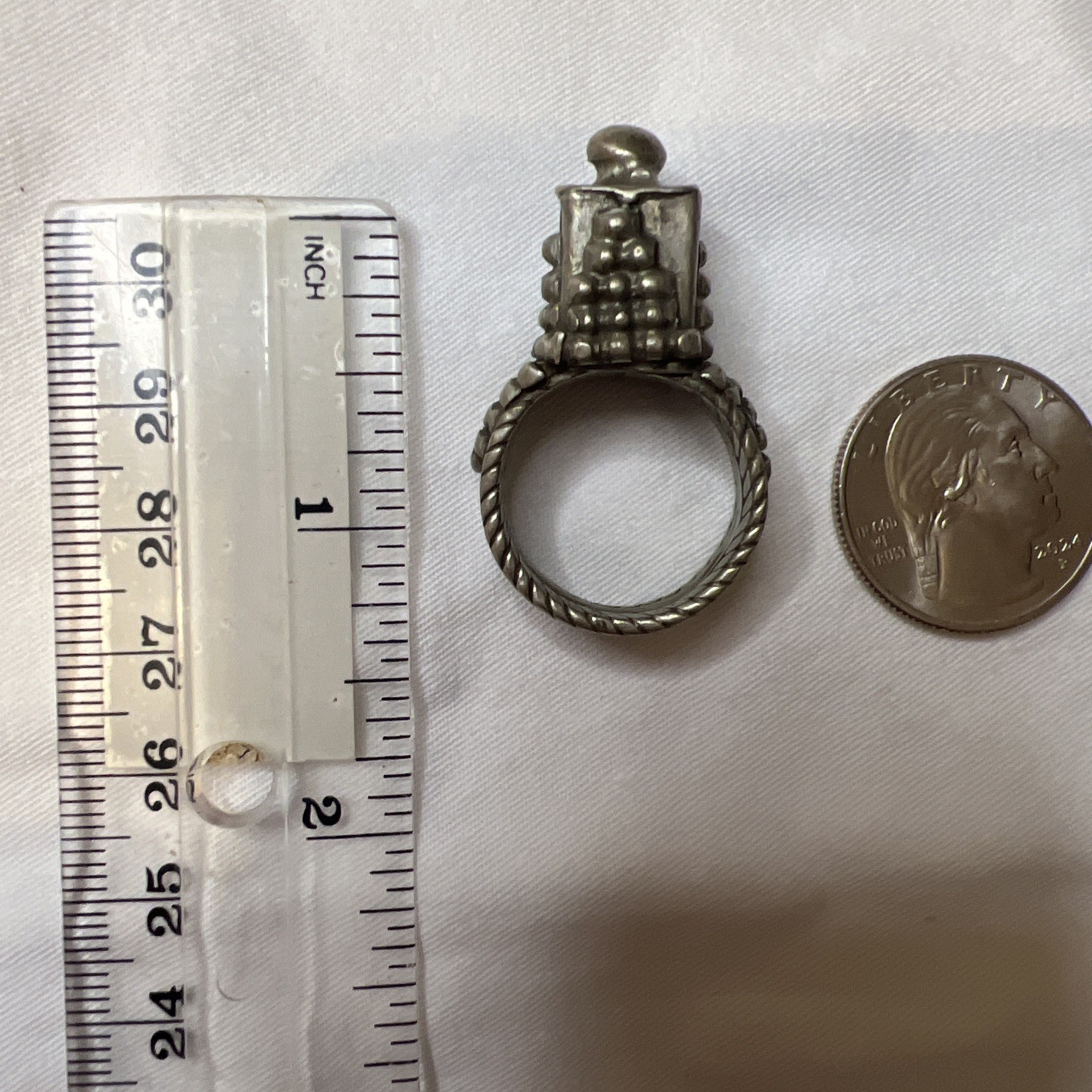 Vintage old DOME Authentic Yemenite Antique Silver Filigree YEMEN Tribal Ring