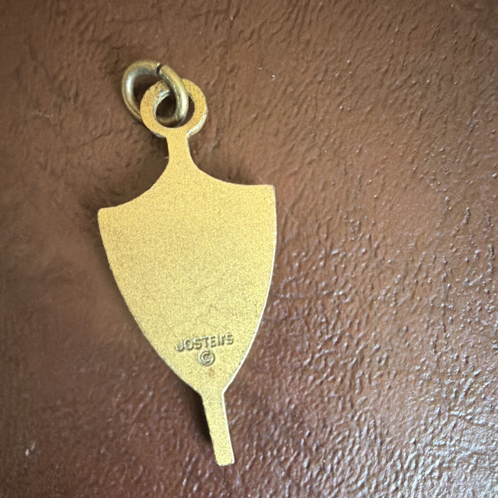 Josten’s Senior 1969 Shield Dangle Charm Pendant-Gold Tone-Green & White Enamel