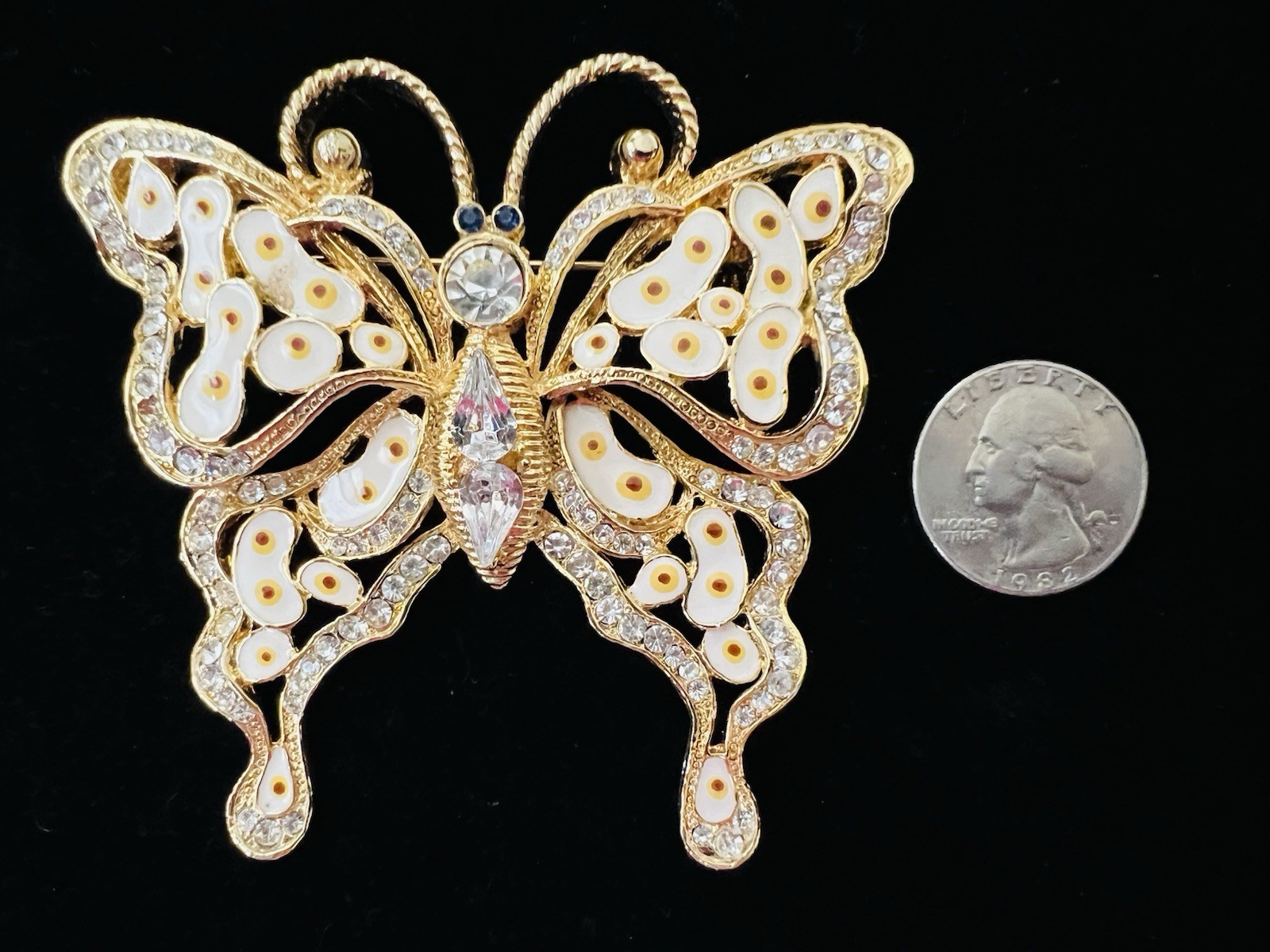 Lot 65 Vtg BUTTERFLY BROOCH Rhinestone Enamel 925 800 Silver GF Monet Trifari