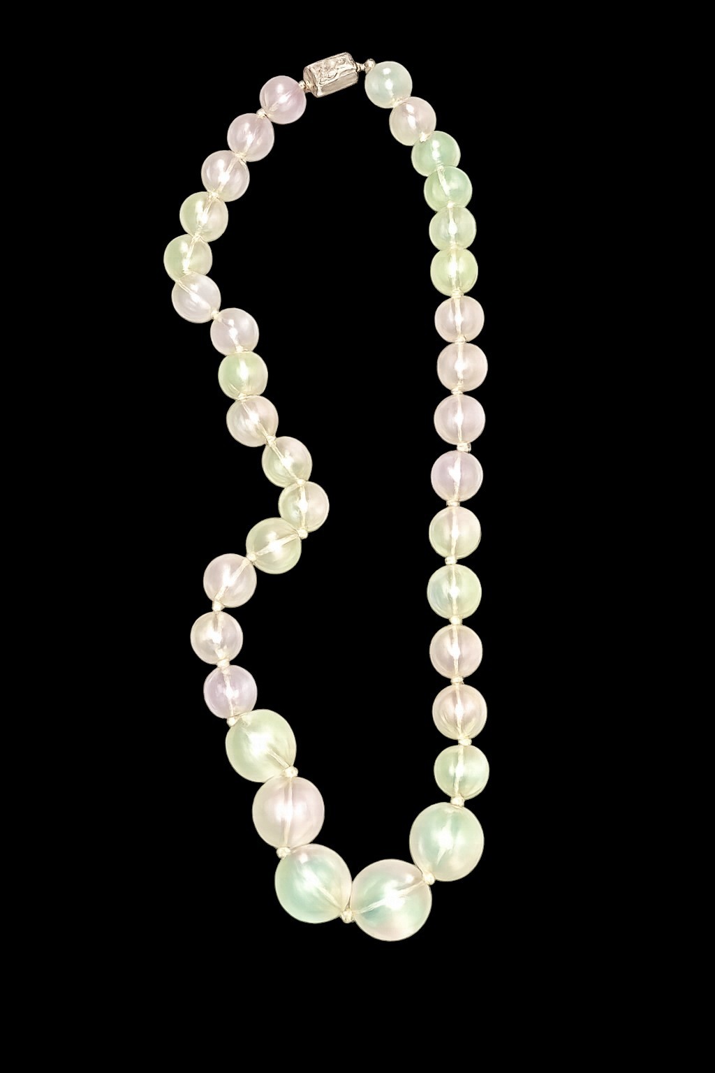 Lucite Iridescent Bead Necklace Vintage Soap Bubble Beads 8″ Hang
