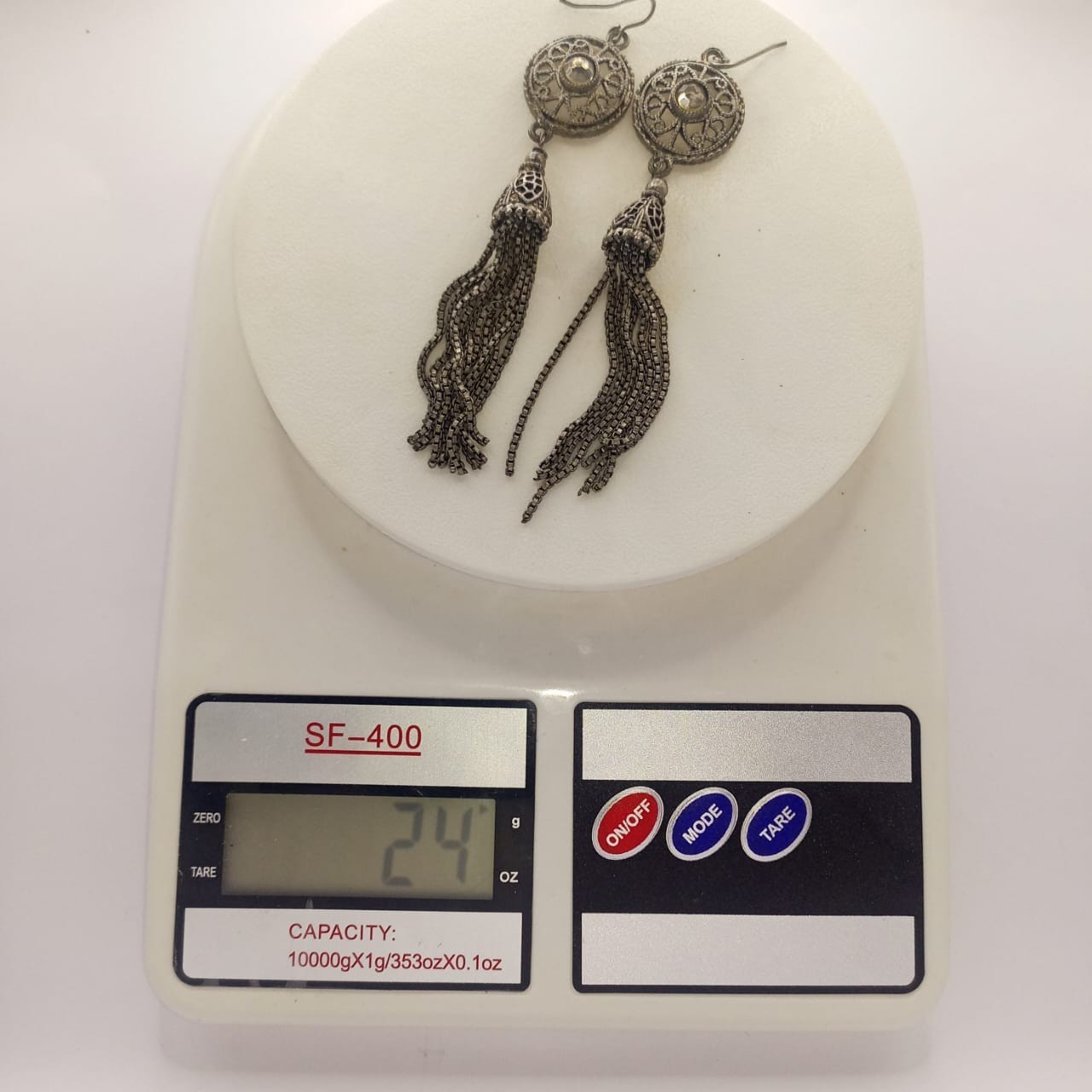 **Vintage Filigree Tassel Drop Earrings Silver Tone Statement Dangle Jewelry**