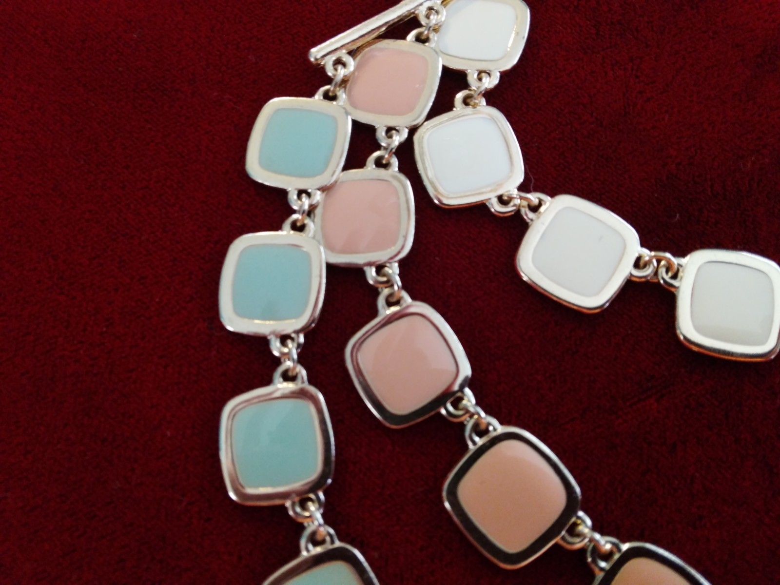 5pc Necklace Lot Enamel Acrylic Metal Rice Pearls Multi Strand Pastel Art Beads