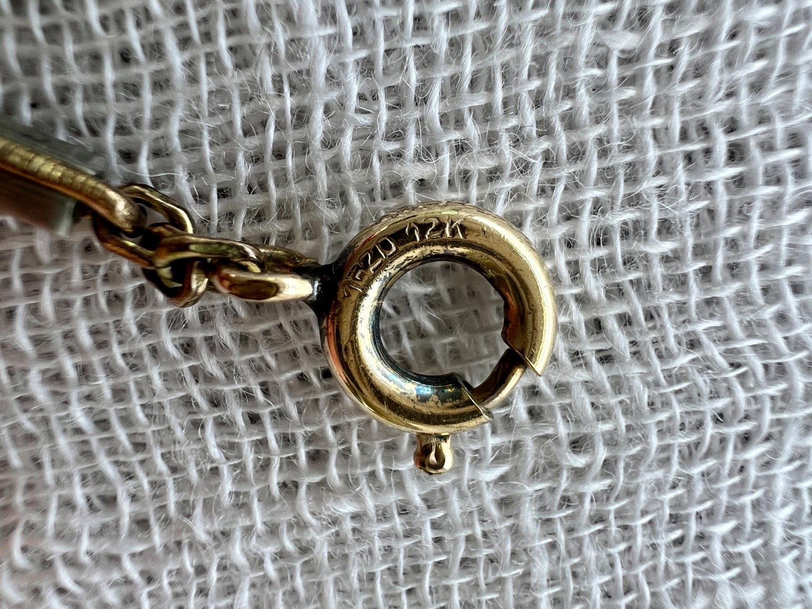 Art Deco 12K Gold Filled Two Tone Bar Link Watch Chain 14″ Swivel Dog Clip
