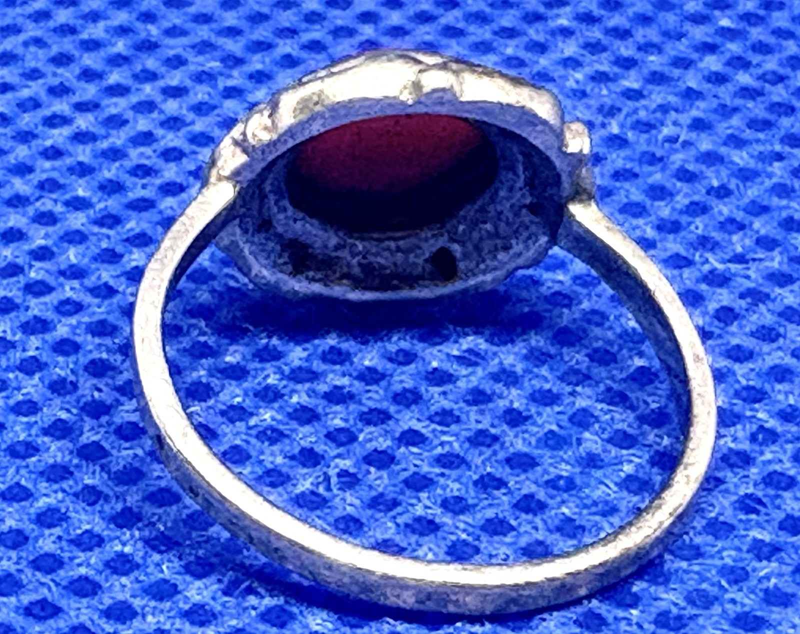 A11 Size 2 Christening ANTIQUE Historic 1890s 6mm Red Coral 835 Silver Ring