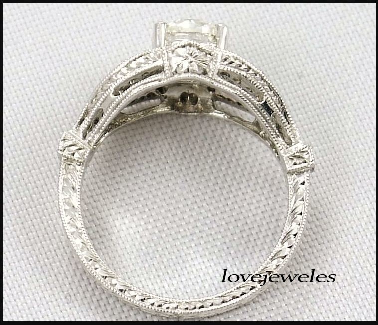 Lab-Created 2.81CT Round Cut Diamond Vintage Art Deco Ring 14K White Gold Finish