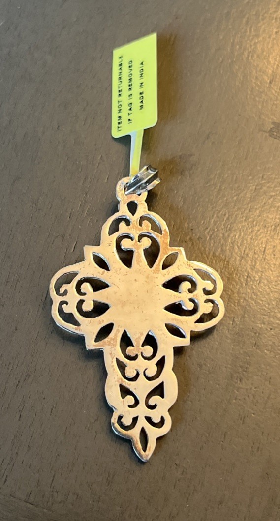 Sterling Silver Cameo cross pendant