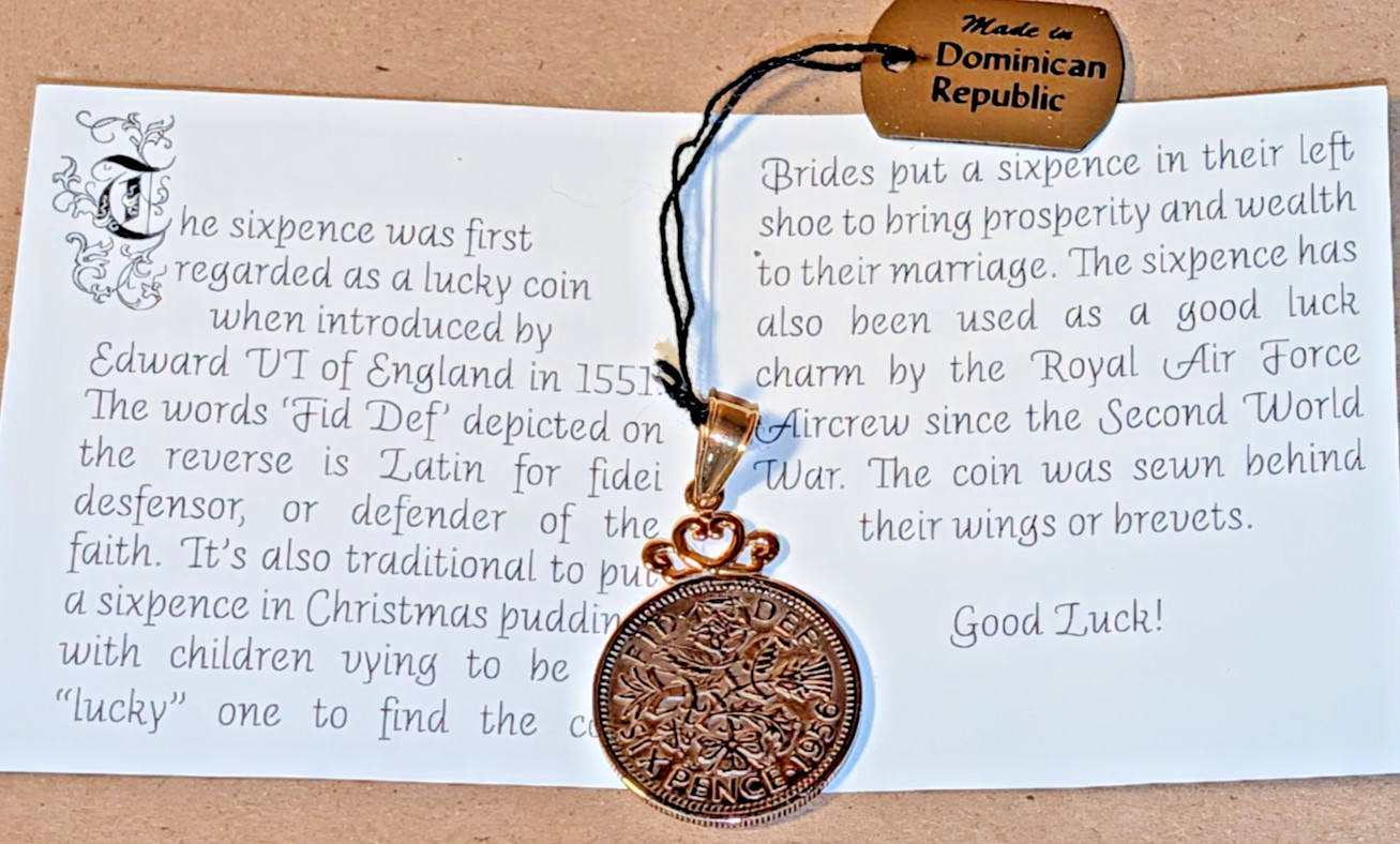 Vintage Jacmel JCM 14K Lucky Sixpence Pendant