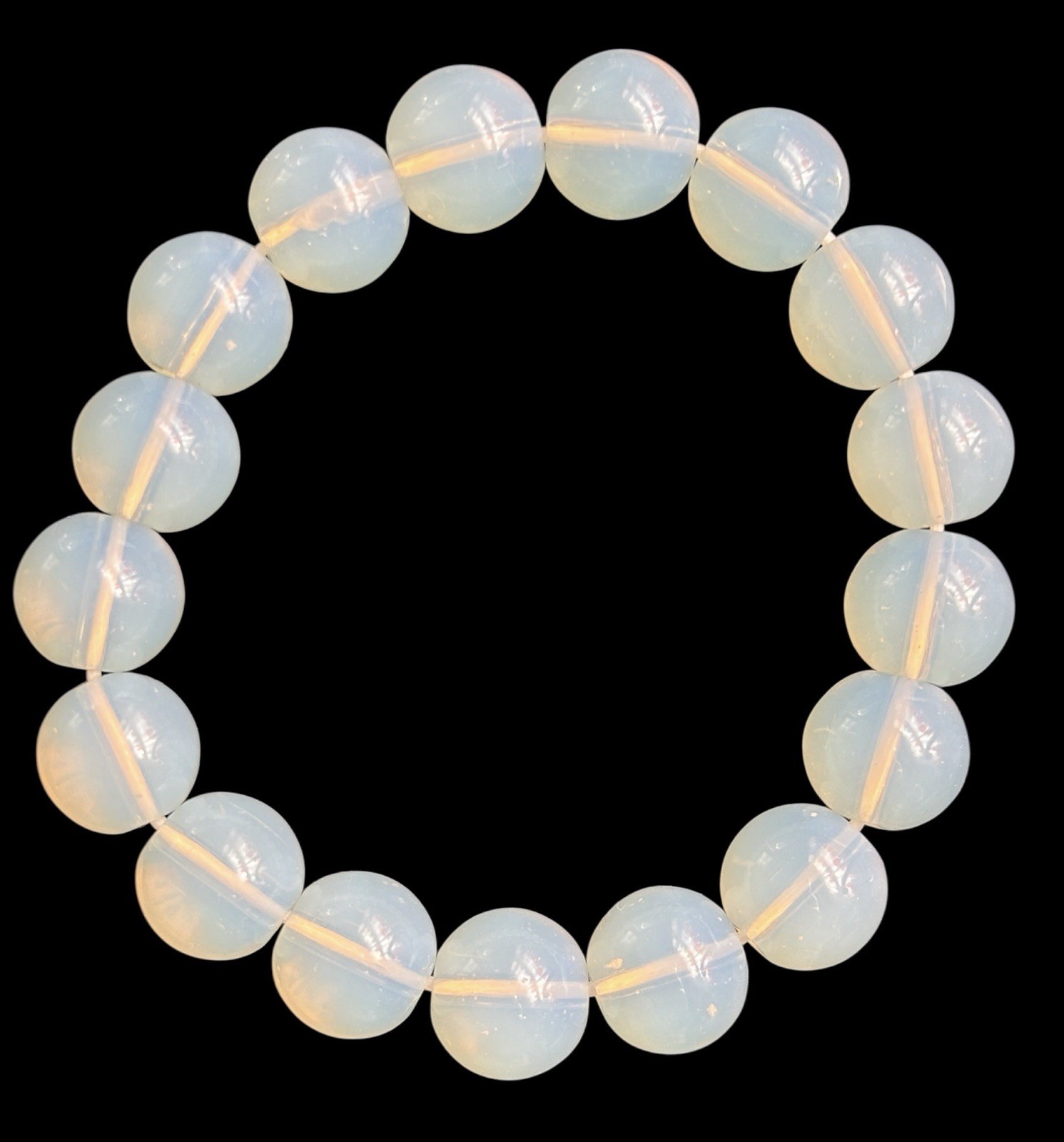 Vintage Opaline Glass Fabulous Beaded Elastic Bracelet Mint